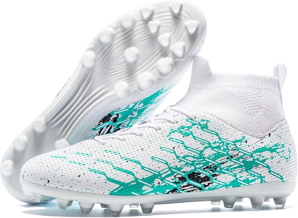 Unisex Soccer Cleats Lightweight No-Tie Lacing System Multi-Surface Football Shoes with Ankle Support for Beginners to Advanced Players