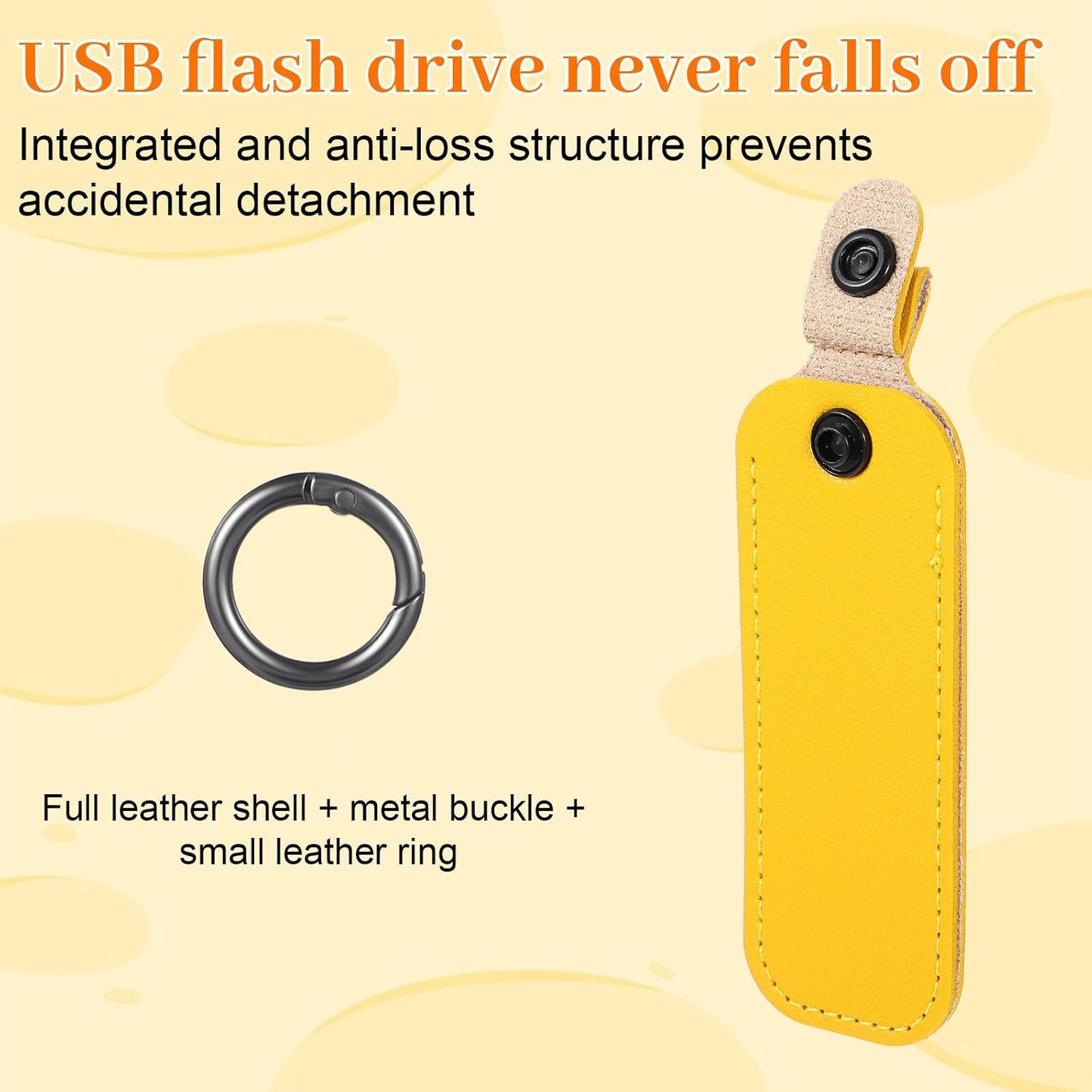 Ymapinc Leather USB Flash Drive Holder, Portable USB Storage Case for Flash Drive with Keychain Ring, Carrying Pouch