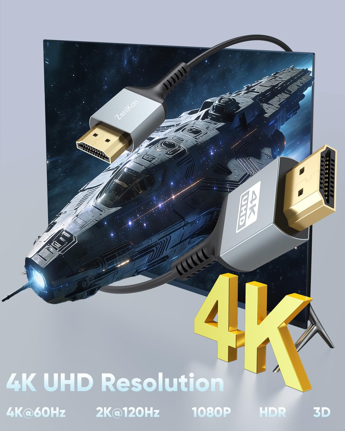 20 4K 20 4K@60Hz, 2K@120Hz, 1080P, 3D PS5/PS4, FT HDMI Cable Thin HDMI Cable, Long HDMI Cord Foot (Slim & Flexible)