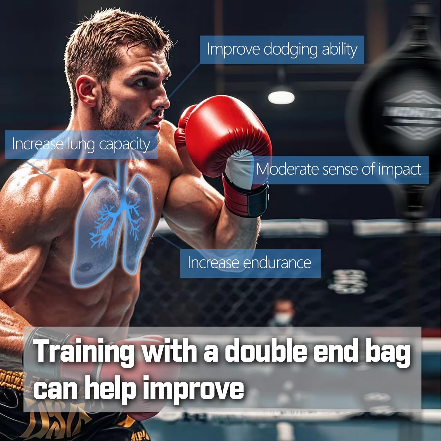 NDNRTA Double End Bag, (Classic Style Upgraded),Improve Reaction Speed, Boxing Equipment, Durable, Double End Punching Bags, Punching Bag, Home Gym, Floor to Ceiling, for Boxing