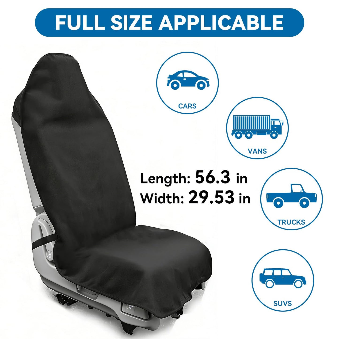 Tinecio Waterproof Towel Car Seat Cover - Sweat-Wicking Post-Workout Seat Protector for Athletes, Gym, Yoga, Beach - Non-Slip, Machine Washable, Universal Fit Front Seat Mat