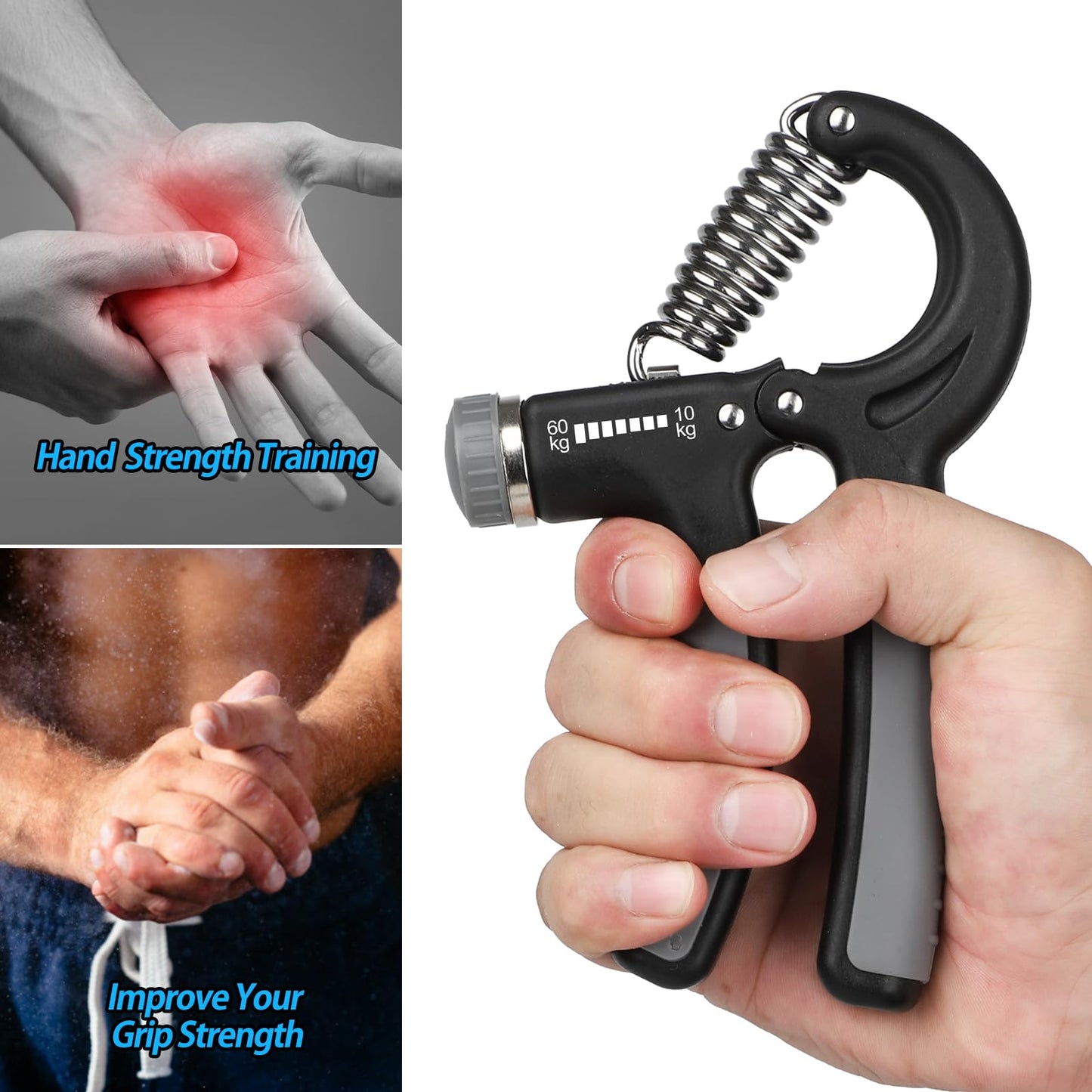 NIYIKOW 2 Pack Grip Strength Trainer, Hand Grip Strengthener, Adjustable Resistance 22-132Lbs (10-60kg), Forearm Strengthener, Perfect for Musicians Athletes - Grey