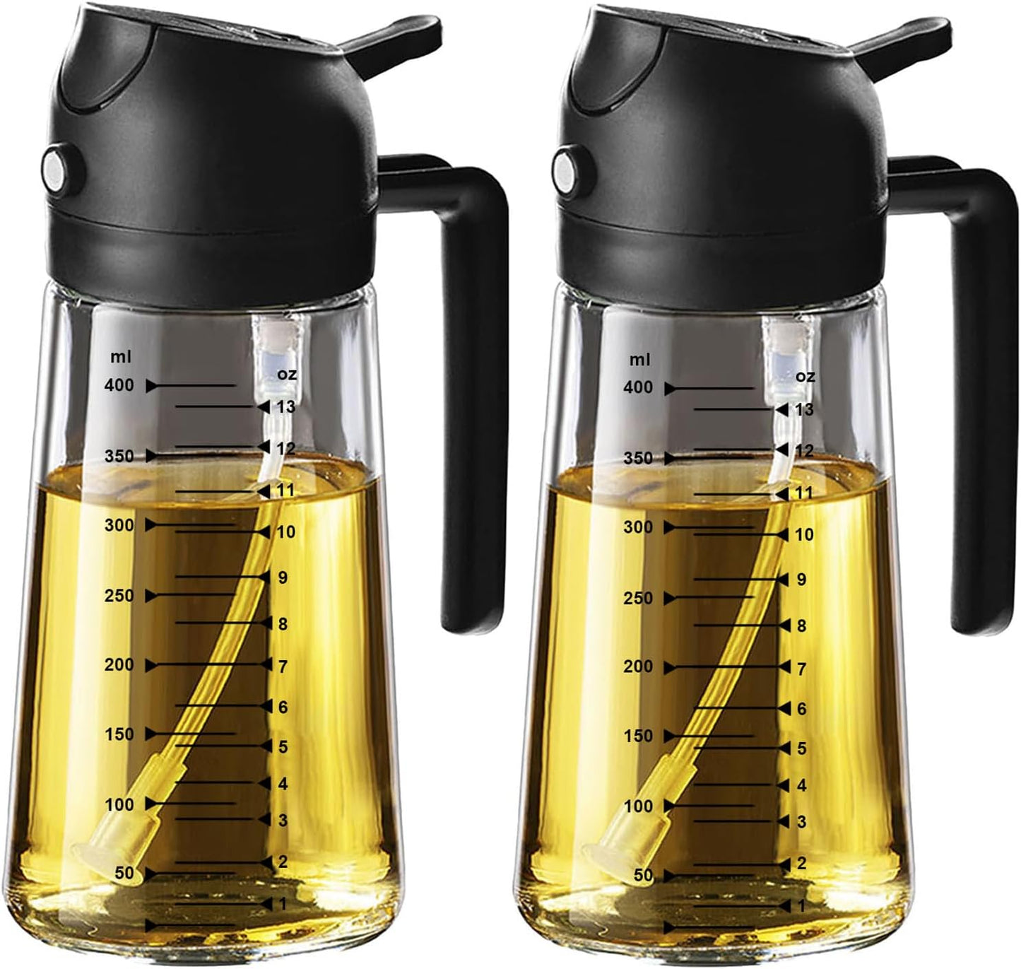 TrendPlain 16oz Glass Olive Oil Sprayer - 2-in-1 Dispenser for Cooking & BBQ - Black