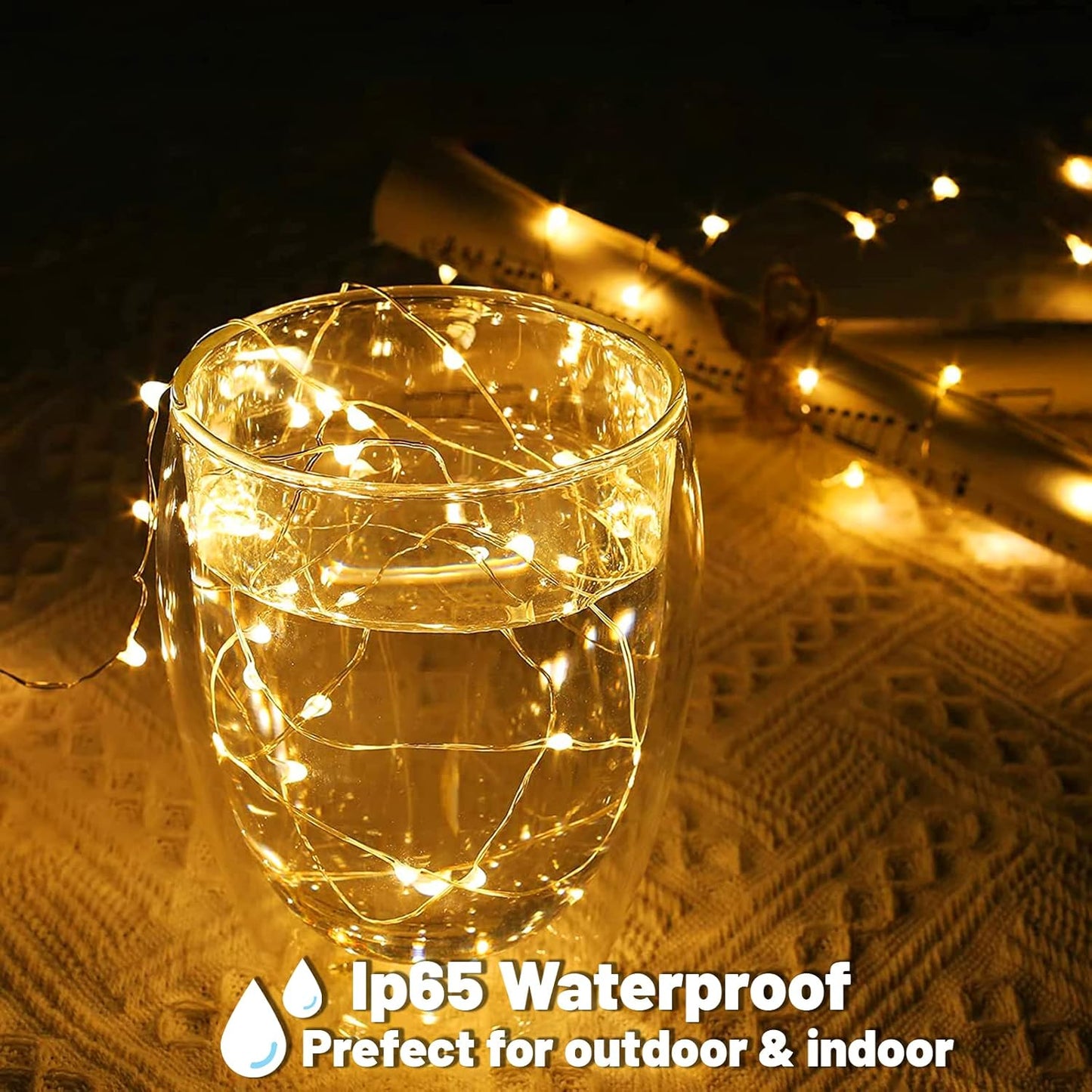 Yiaht 24-Pack Battery Operated Fairy Lights - 7 Feet Waterproof Silver Wire String Lights for Bedroom & Party Decor