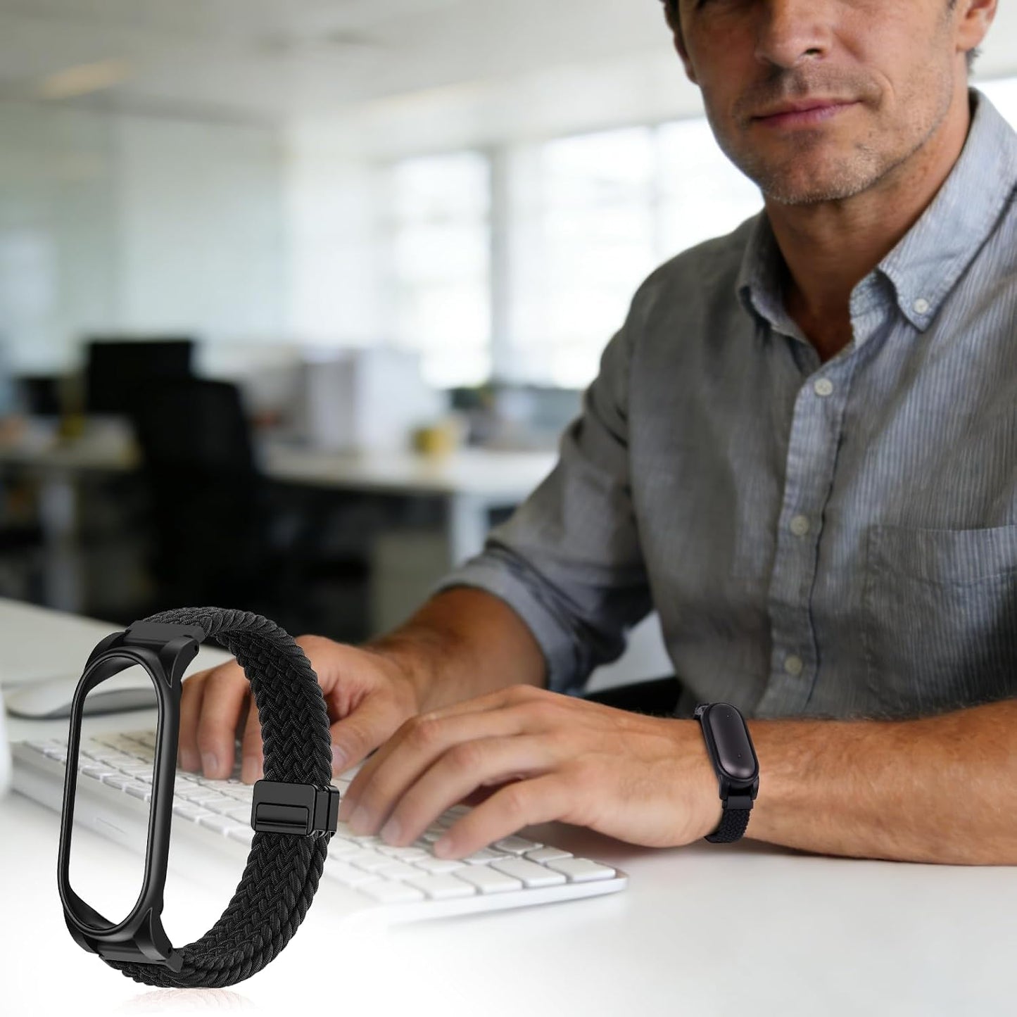 2 Pack Adjustable Braided Wristband Compatible with Plaud NotePin & NotePin S AI Voice Recorder,Breathable Soft