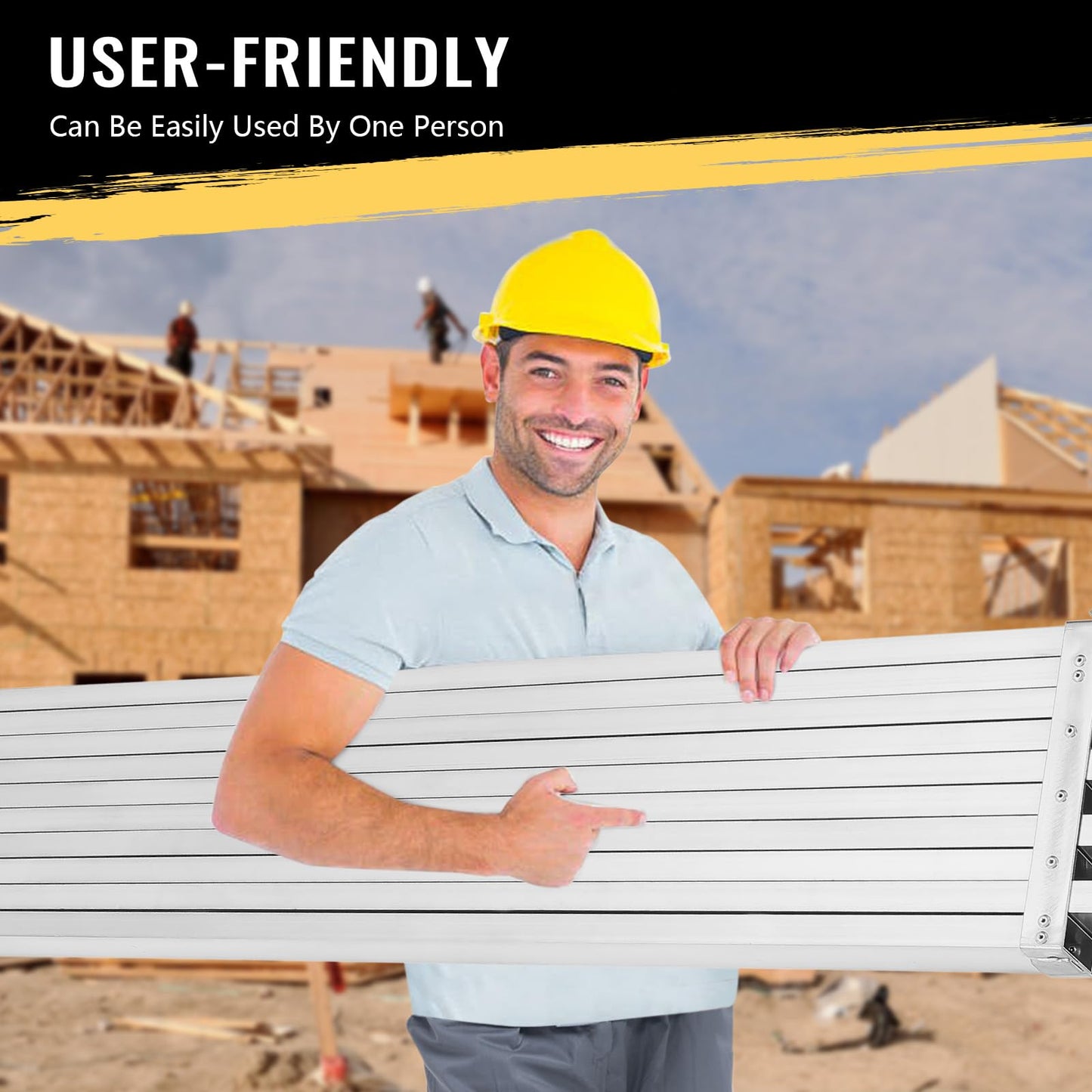 8-13ft Telescoping Work Plank, Aluminum Adjustable Scaffold Platform with Skid-Proof Surface, Ladder Accessory, 440 lbs Capacity, Extension Plank for Safe Work