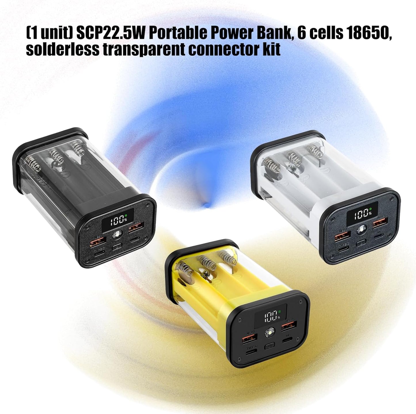 Generic 6 22.5W Slot Battery Power Bank Case, DIY Empty Charger Shell Kit, Removable Battery Holder for Secure Mobile