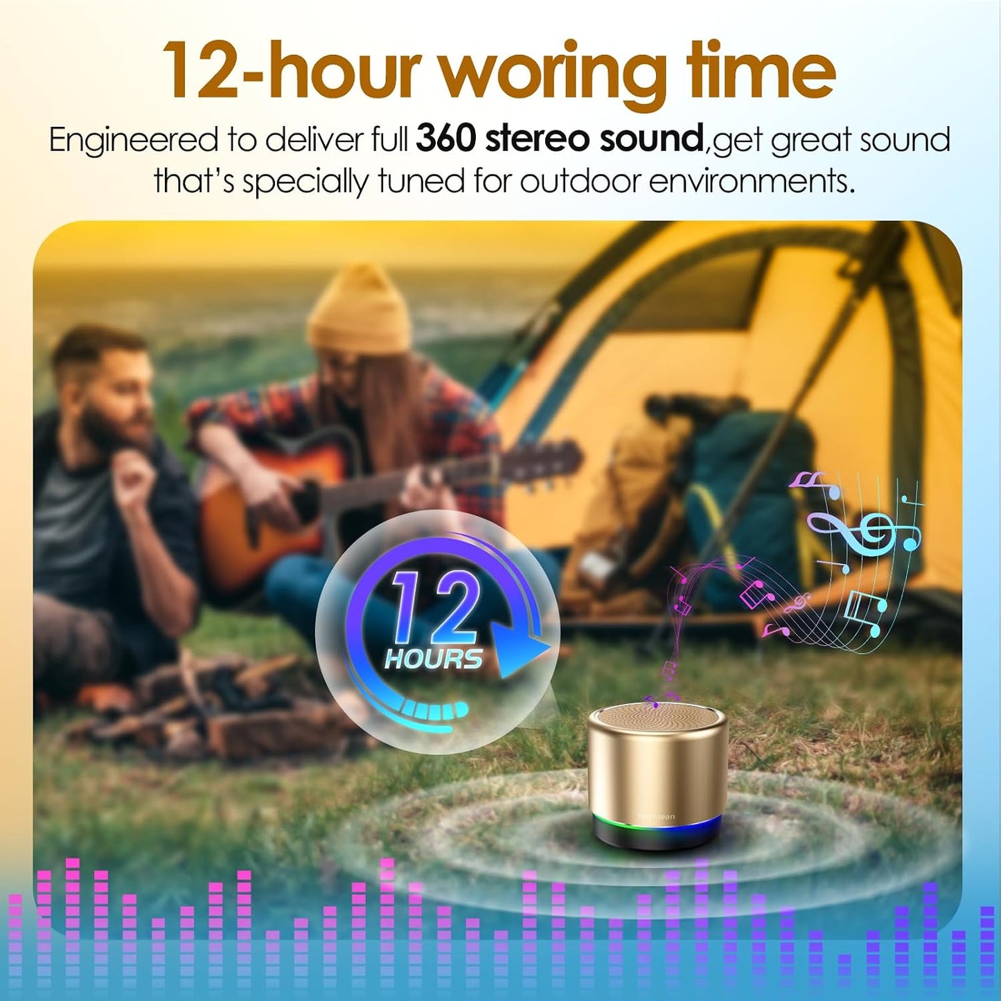 Keransean BT5.4, 12H Mini Bluetooth Speaker with Battery Life & Noise Reduction Mic Portable Wireless Speakers