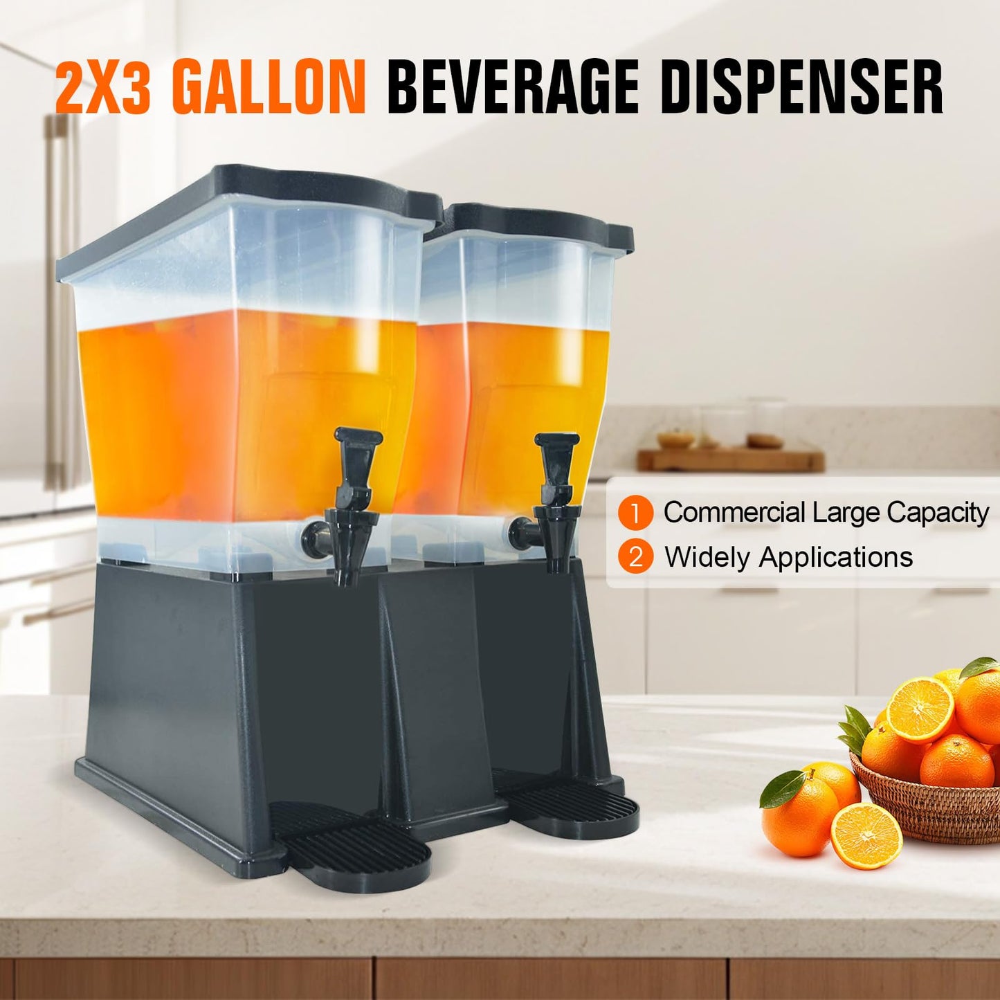 Hakka 6 Gallon Drink Dispenser, Commercial Juice Dispenser for Parties 22L Double Tank Beverage Dispenser with Spigot for Catering, Buffets, Restaurants