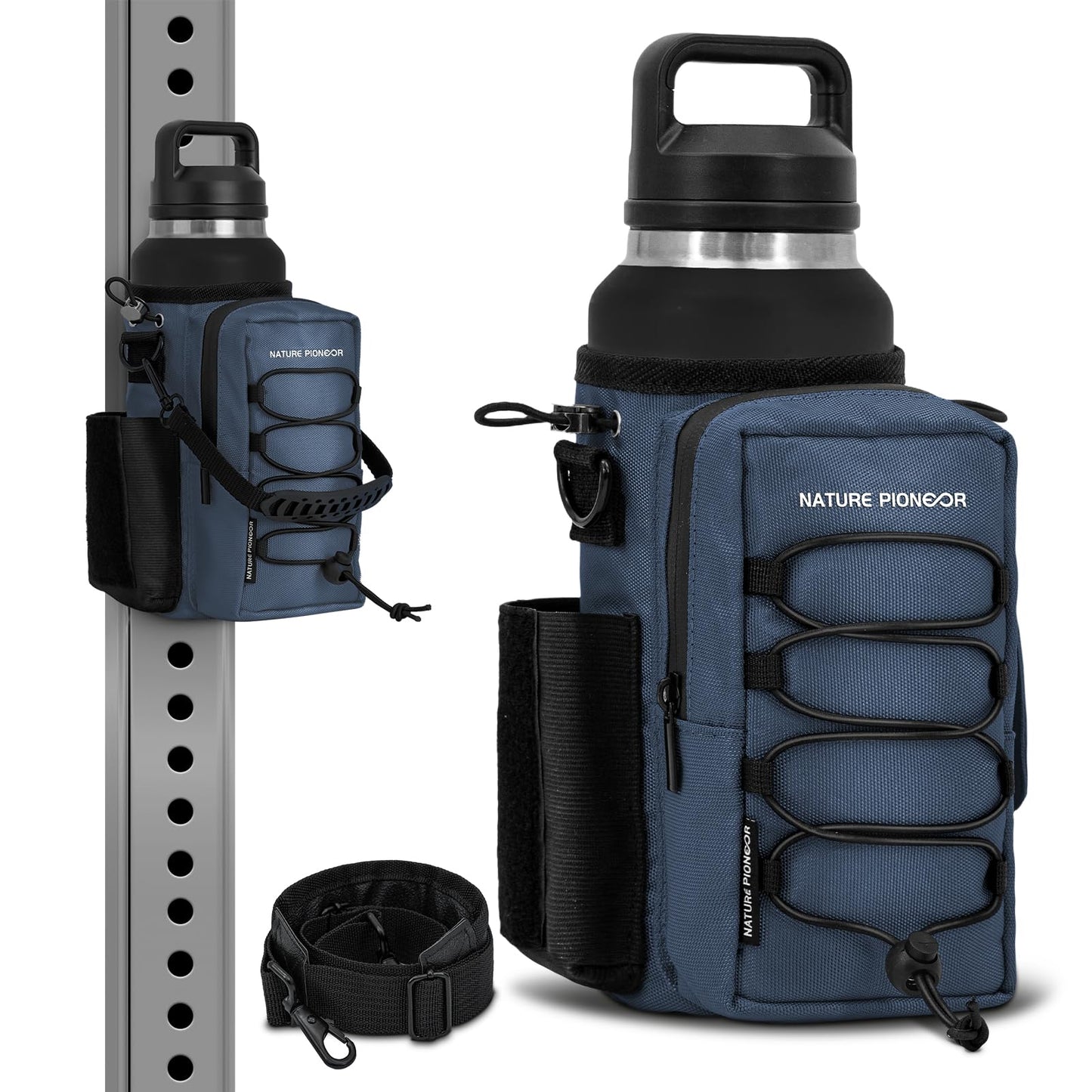 NATURE PIONEOR Magnetic Gym Bag for Men and Women - Magnet Water Bottle Holder Sling Carrier with Crossbody Shoulder Strap,Gym Accessories Pouch,Phone Pockets for Sports,Walking,Travel,Workout