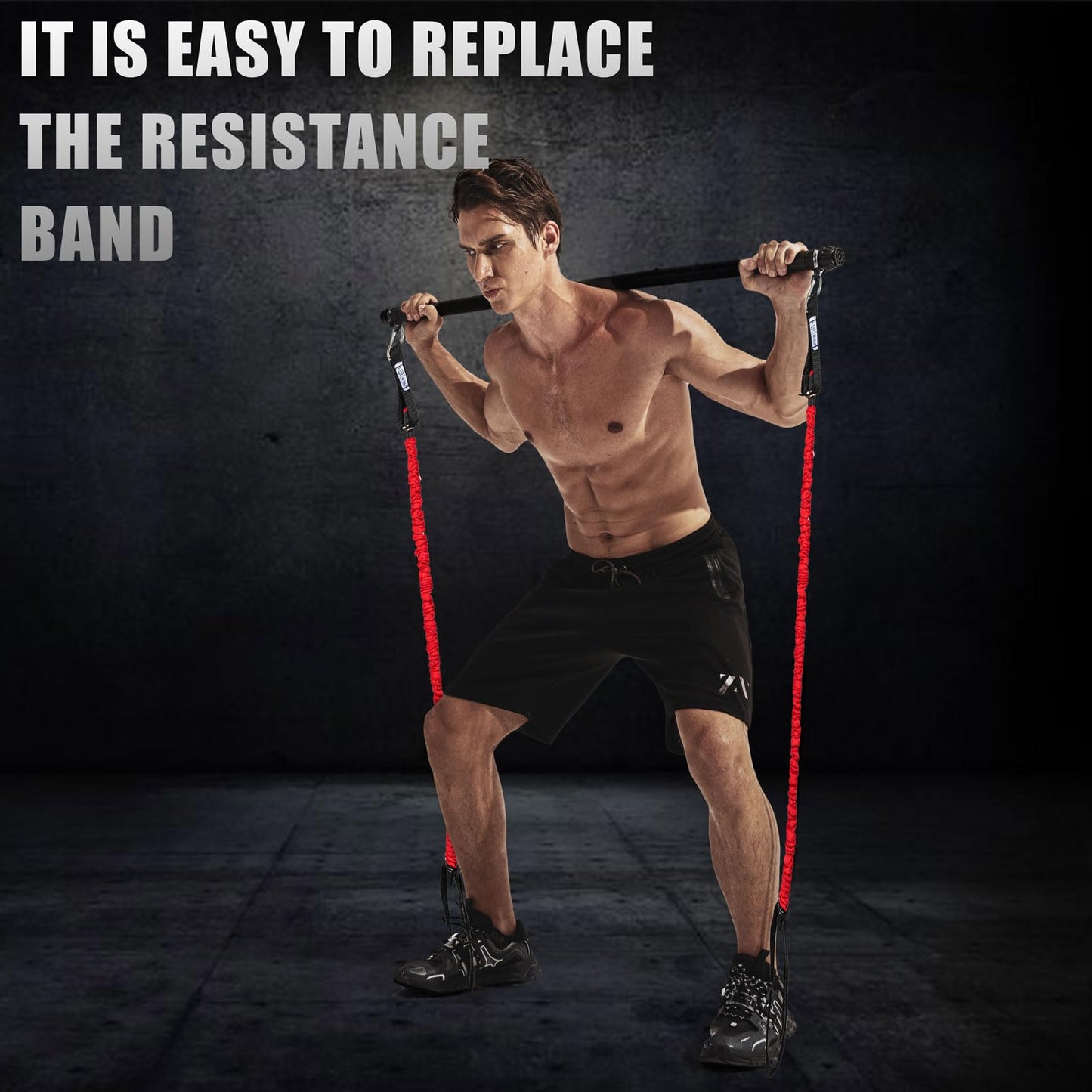 Resistance Band Bar, Portable Pilates Bar with Resistance Bands Home Gym Workouts Stick Squat Yoga Pilates Flexbands Kit for Full Body Shaping (43 Inch Bar + 4PCS Resistance Bands)…