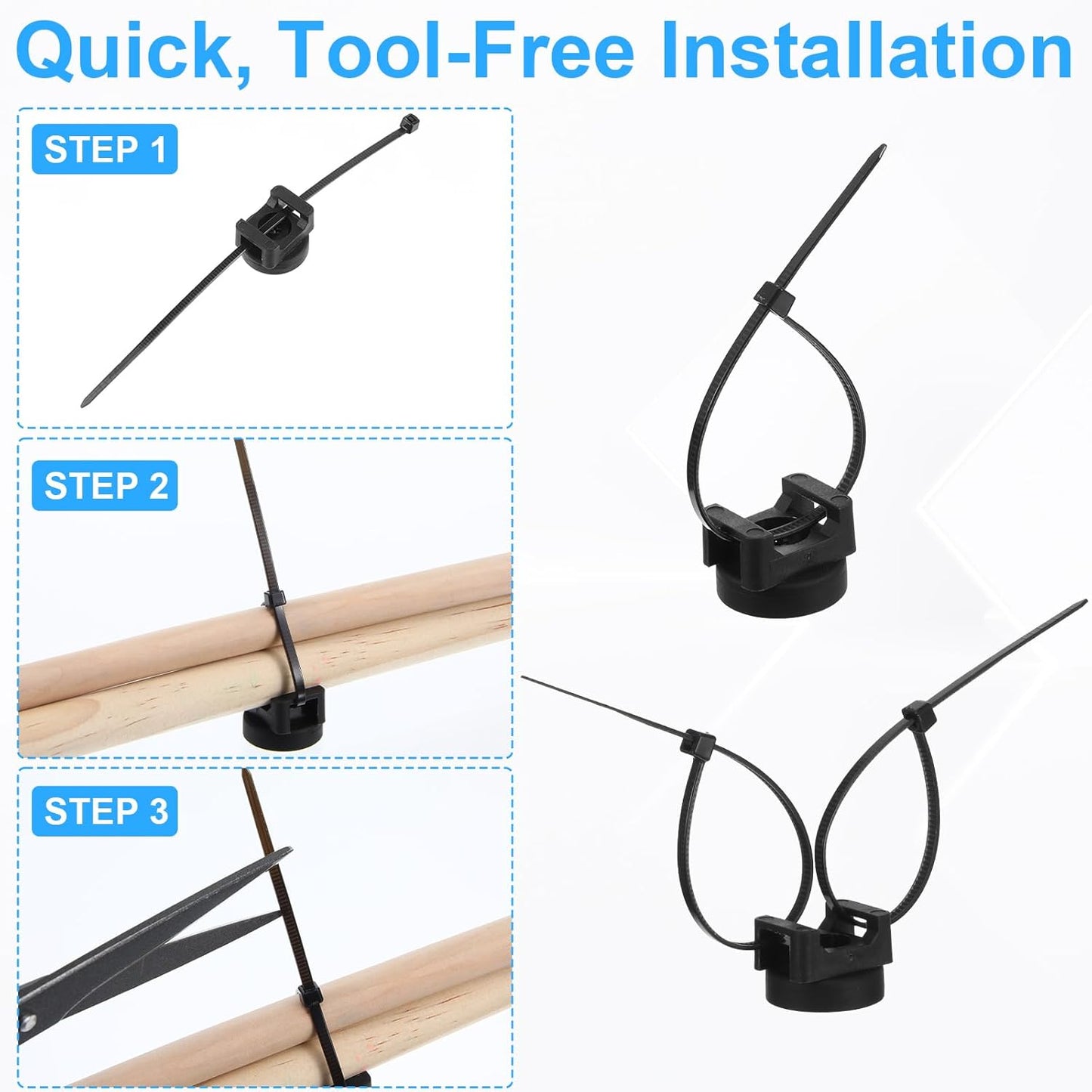 Kegeeei 120Pcs 20 100 Magnetic Zip Tie Mounts Heavy-Duty Magnet Bases & Nylon Cable Ties for Strong, Neat Wire