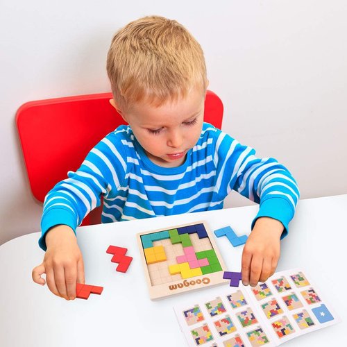 Coogam Wooden Puzzle | 3D Brain Teaser Game with 60 Challenges | Montessori STEM Toy for Kids & Adults