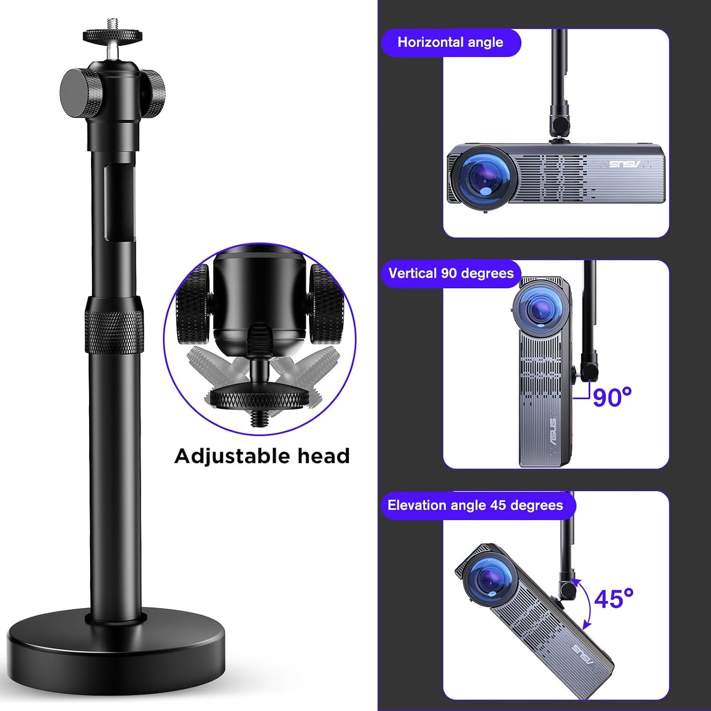 DAWASAPAT -Inch Projector Mount for Ceiling/Wall - Screw Adjustable Tilt&Swivel Hanging Wall Mount Hanger Rack