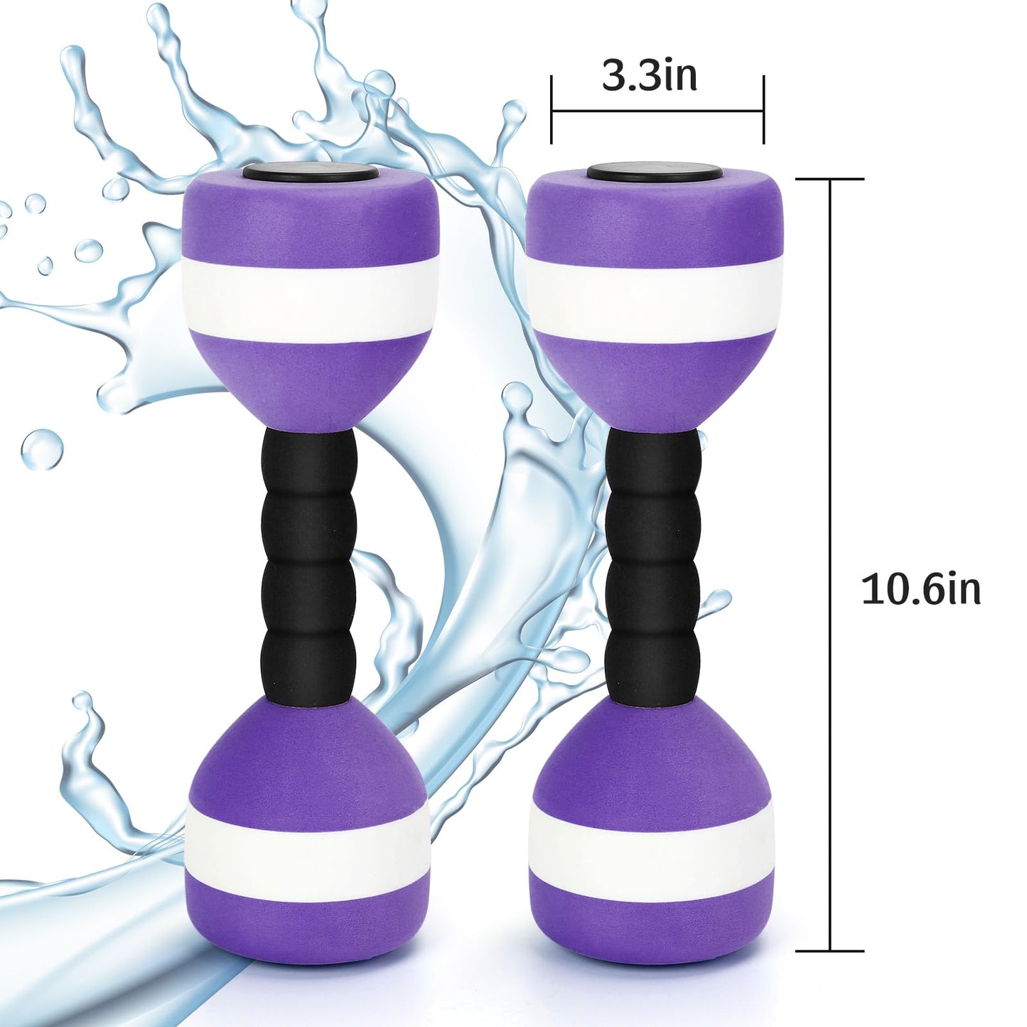 Carperipher Aquatic Dumbells,2Pcs Foam Water Weights Aerobic Exercise Fitness Equipment Dumbbells, Pool Resistance Swimming Training for Men/Women Weight Loss, Beginner Swimming Training (Purple)
