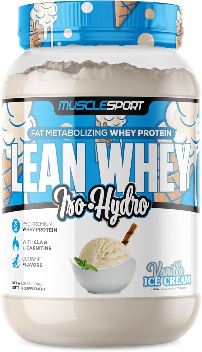 Musclesport Lean Whey Revolution??Protein Powder - Whey Protein Isolate - Low Calorie, Low Carb, Low Fat, Incredible Flavors - 25g Protein per Scoop (2LB, Vanilla)