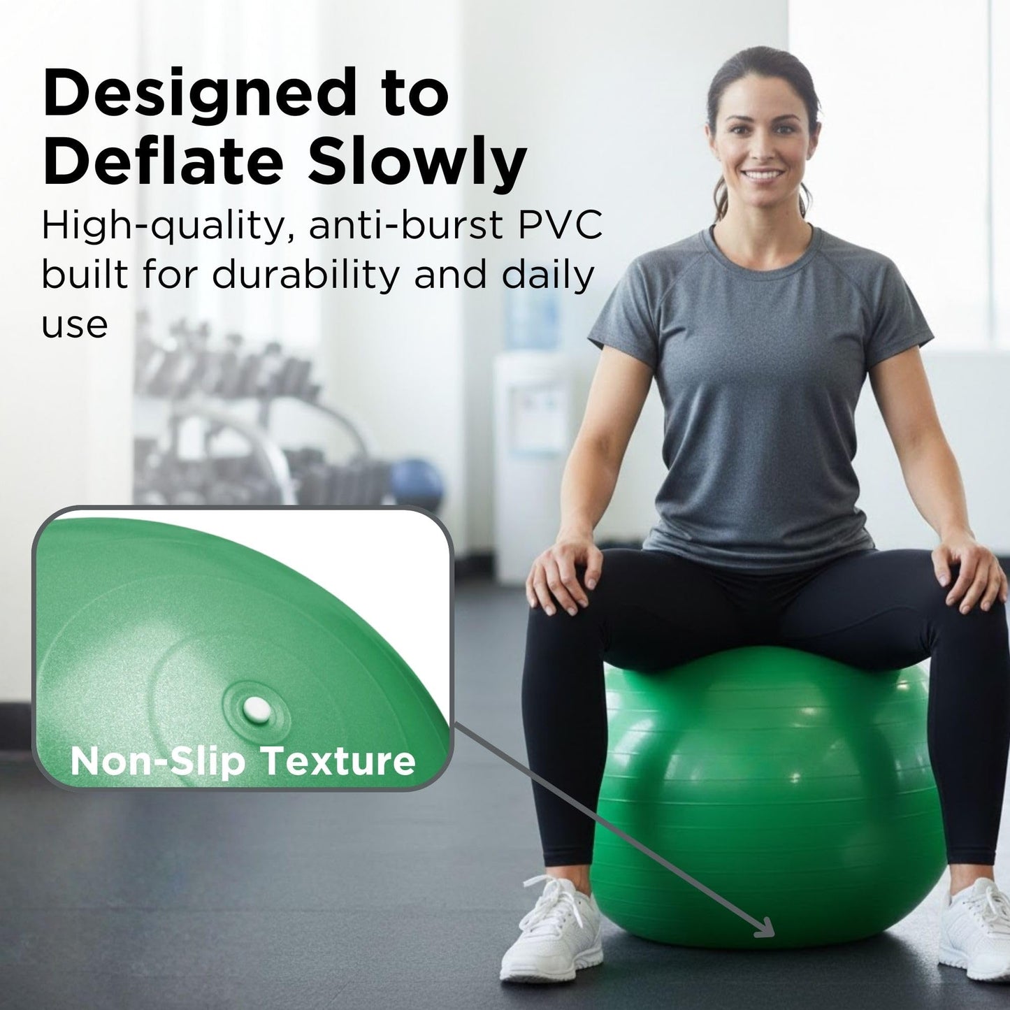 THERABAND Pro Series Exercise Ball, 26" Green Stability Ball for 5'7"–6'1" Users, Anti-Burst Yoga & Pilates Ball, Balance & Core Trainer, For Athletes Fitness at Gym & Home