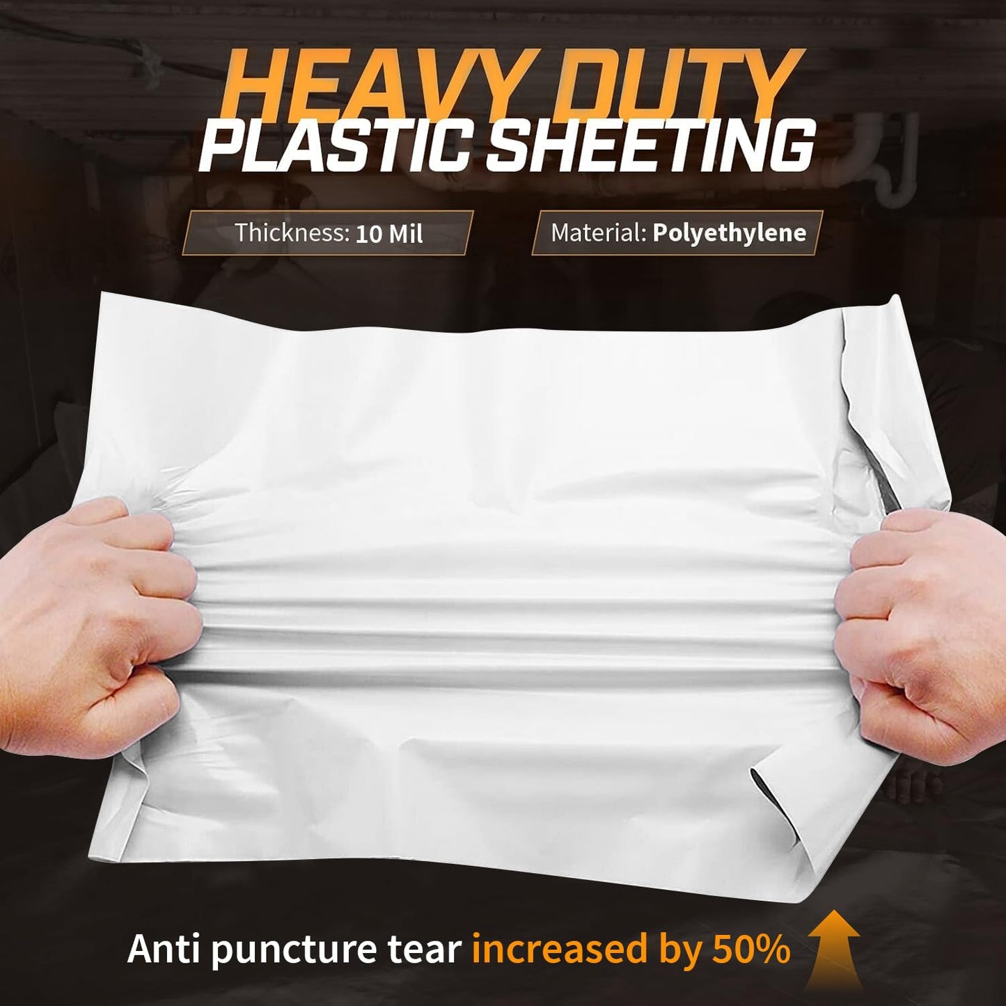 Crawl Space Vapor Barrier, 10 Mil Vapor Barriers, 10' x 100', Drop Cloth Vapor Barrier Covering for Crawl Space Encapsulation, Heavy Duty Polyethylene Plastic Sheeting, Black and White Panda Film