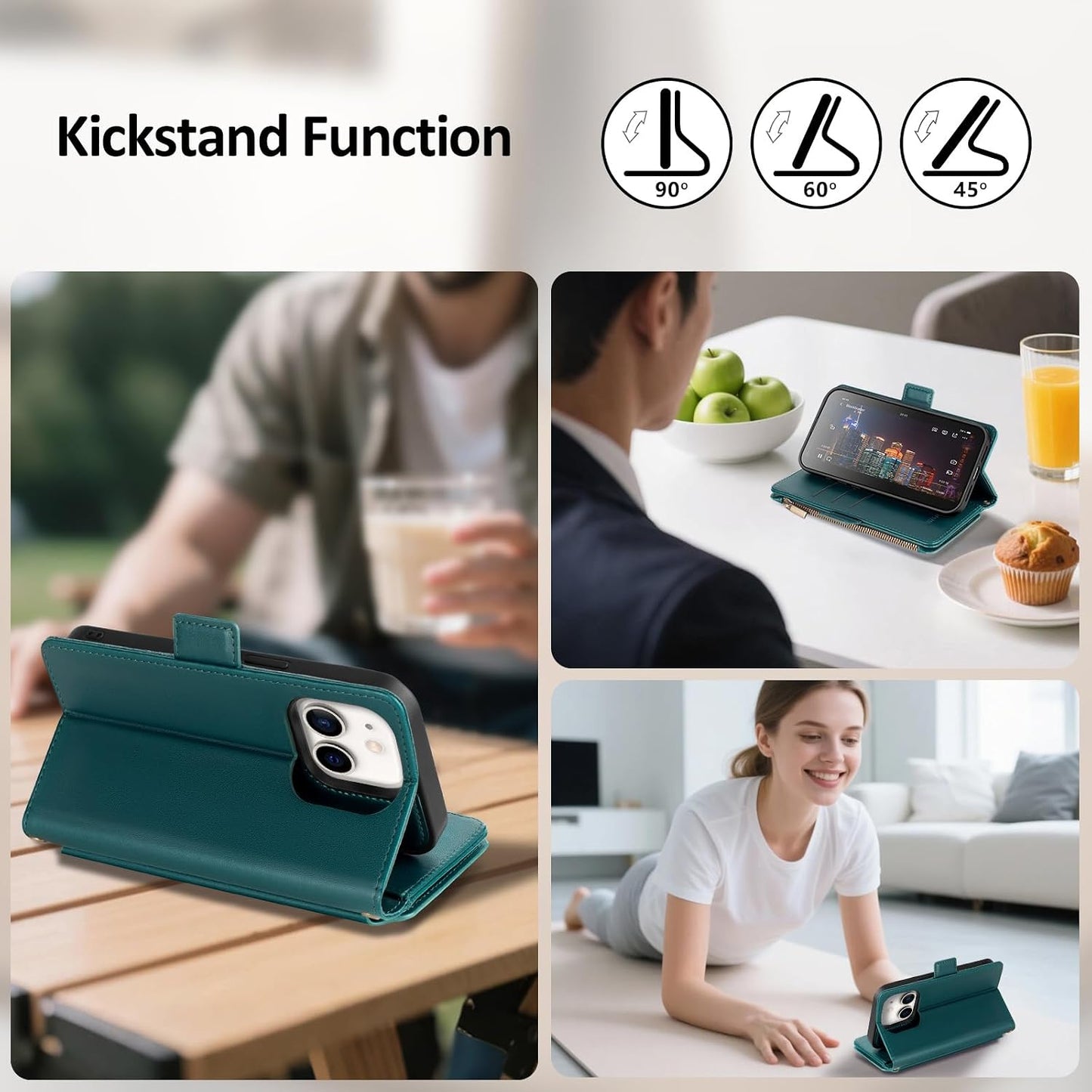 Antsturdy 2 1 11 Compatible with Magsafe Magnetic in Detachable iPhone Wallet Case with Credit Card Holder Slots,PU