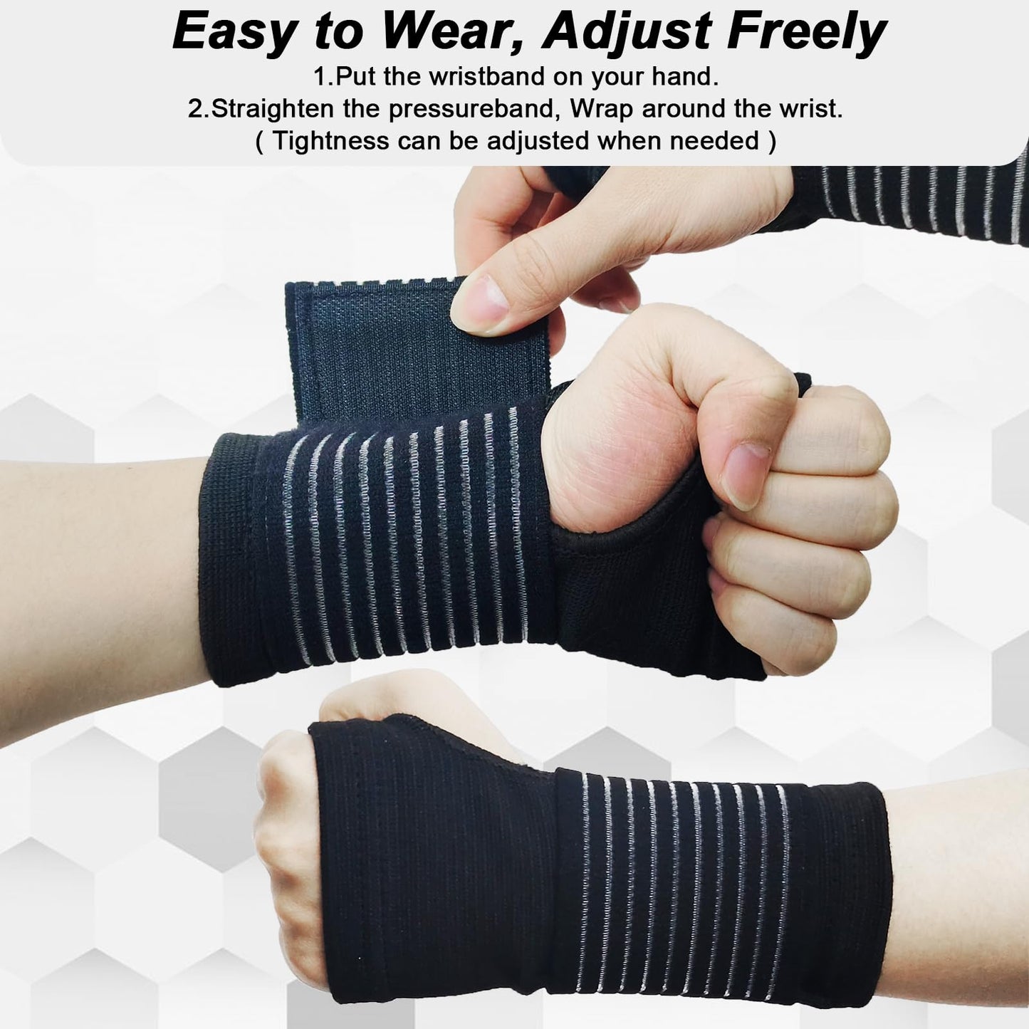 WOXVM 2 Pack Wrist Brace, Compression Wrist Support Splint for Women Men, Adjustable Wrist Strap Compression Wraps Fit Right Left Hand for Fitness, Carpal Tunnel Arthritis, Tendonitis, Wrist Pain