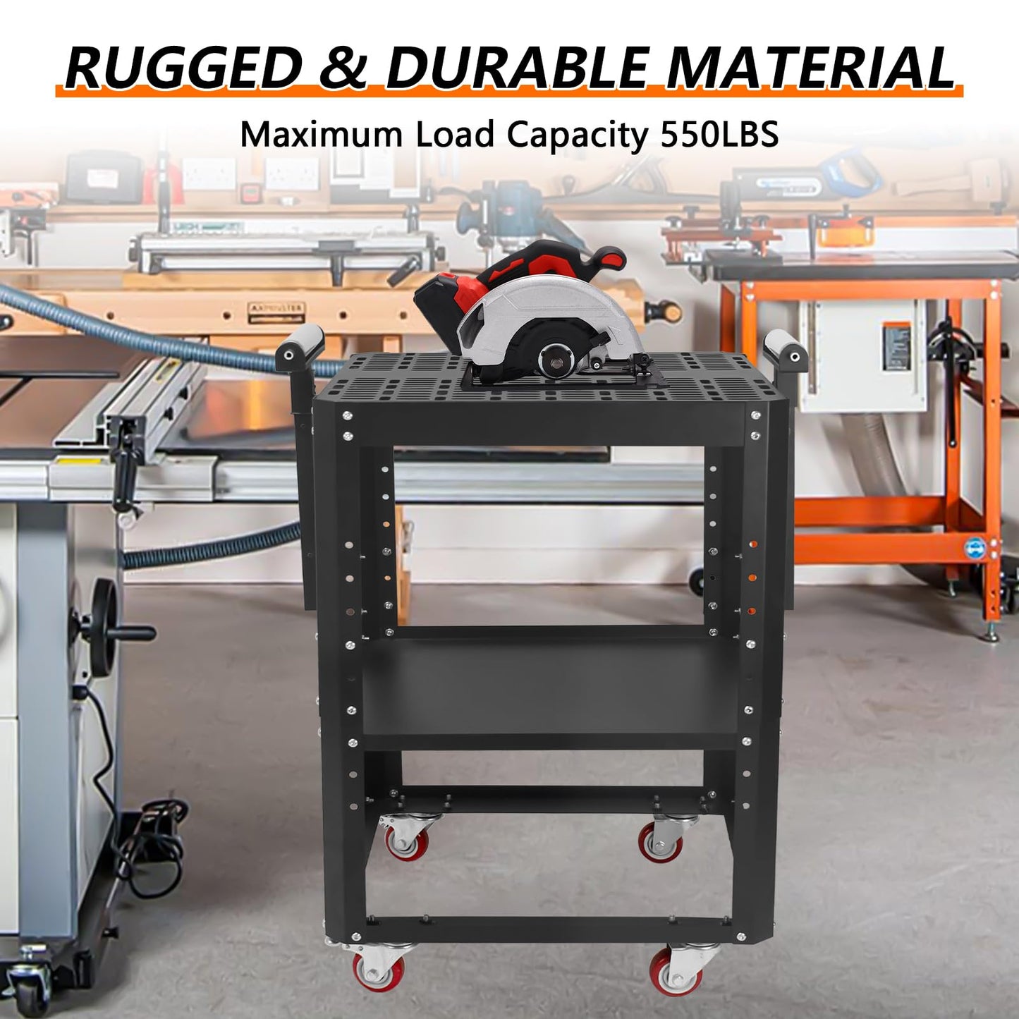 Planer Stand with Wheels,550 lbs Load Capacity Power Tool Stand,Height Adjustable Miter Saw Stand,Planer Table Stand with Extension Rollers, for Most Planers, Saws, Bench-top Machines, Power Tools