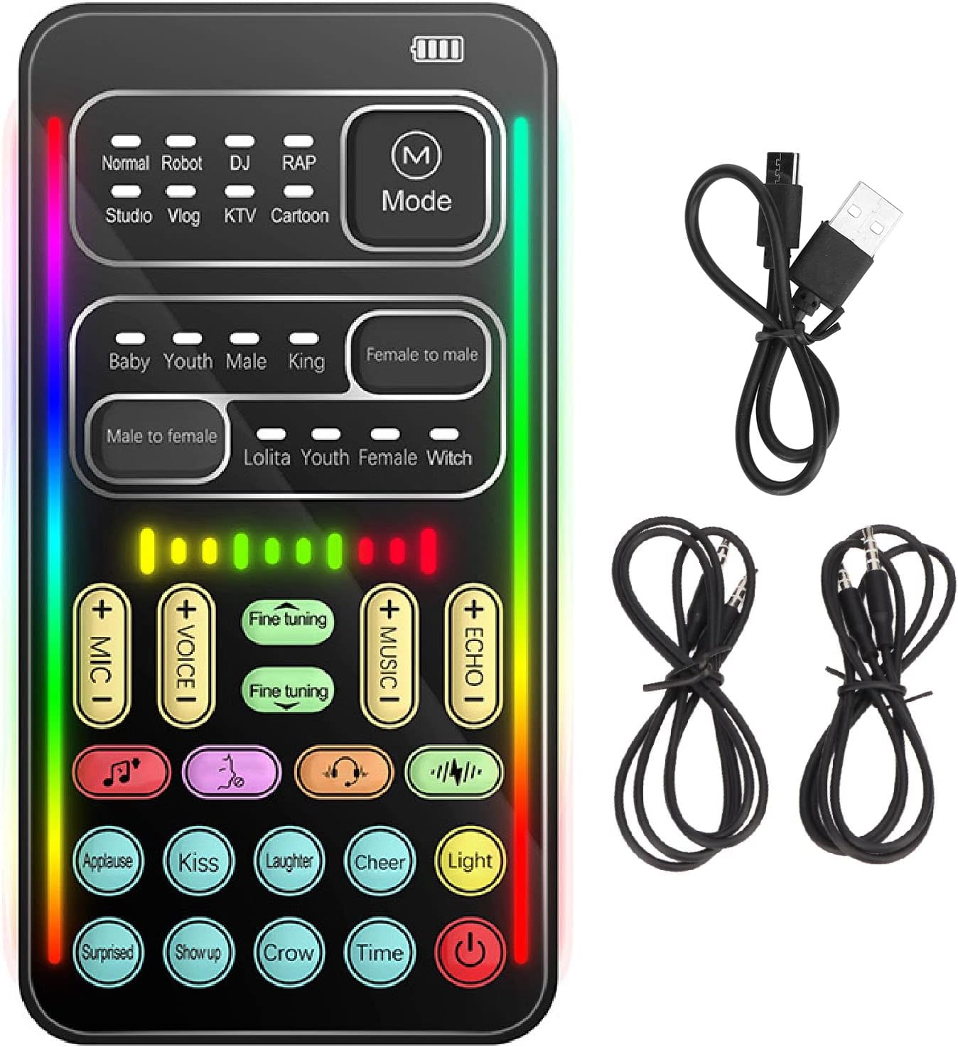 Ejoyous 8 3.5mm Portable Voice Changer, ABS Handheld Portable Multifunctional Sound Disguiser with Sound Effects