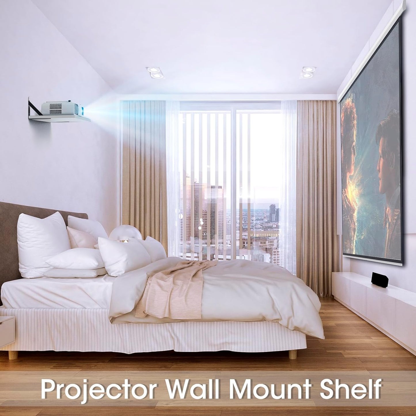 Ties-2pcs DAWASAPAT Projector Mount, White Small Mini Projector Shelf/Cable Box Wall Mount/Router Wall Mount, Projector