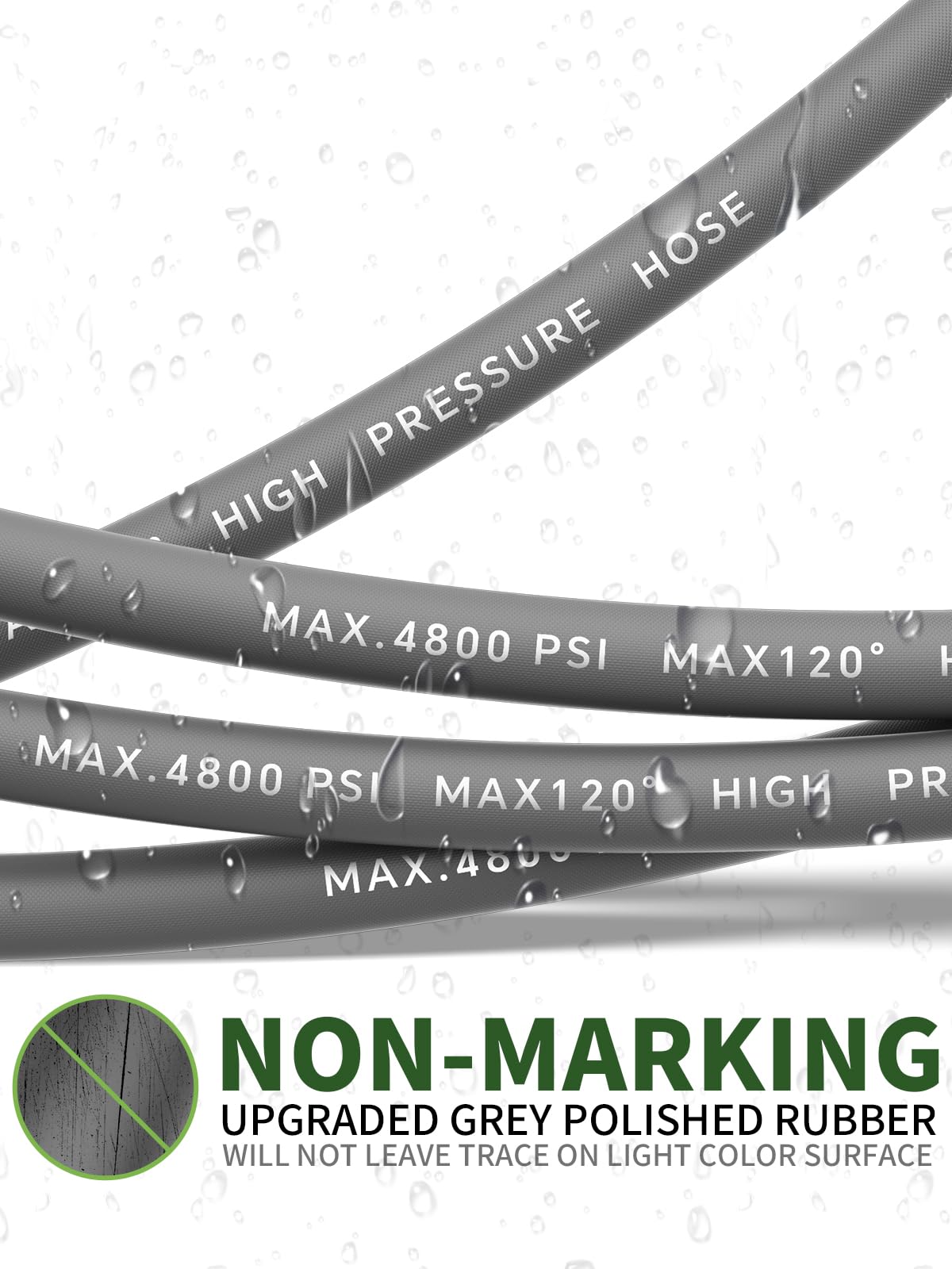 TechSweepPro 3/8" 4800PSI Pressure Washer Hose 100FT with Swivel Quick Connect for Cold/Hot Water Max 248°F, Kink Resistant Steel Wire Braided, Wear Resistant Power Washer Hose with M22 14mm Adapter