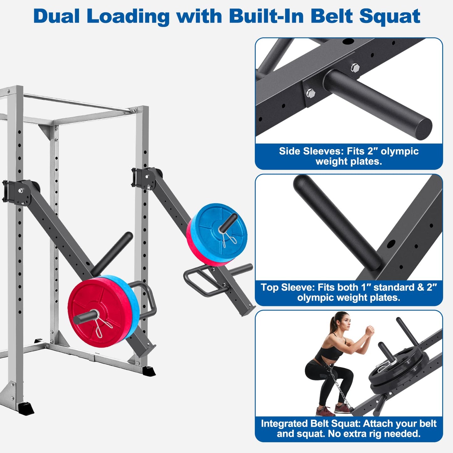 SELEWARE Upgraded Heavy Duty Adjustable Lever Arms for 2x2 Power Racks with 5/8" or 1" Holes, Multi-Grip Jammer Arms, 600lbs Capacity Per Arm, Squat Rack Attachments for Home Gym Strength Training