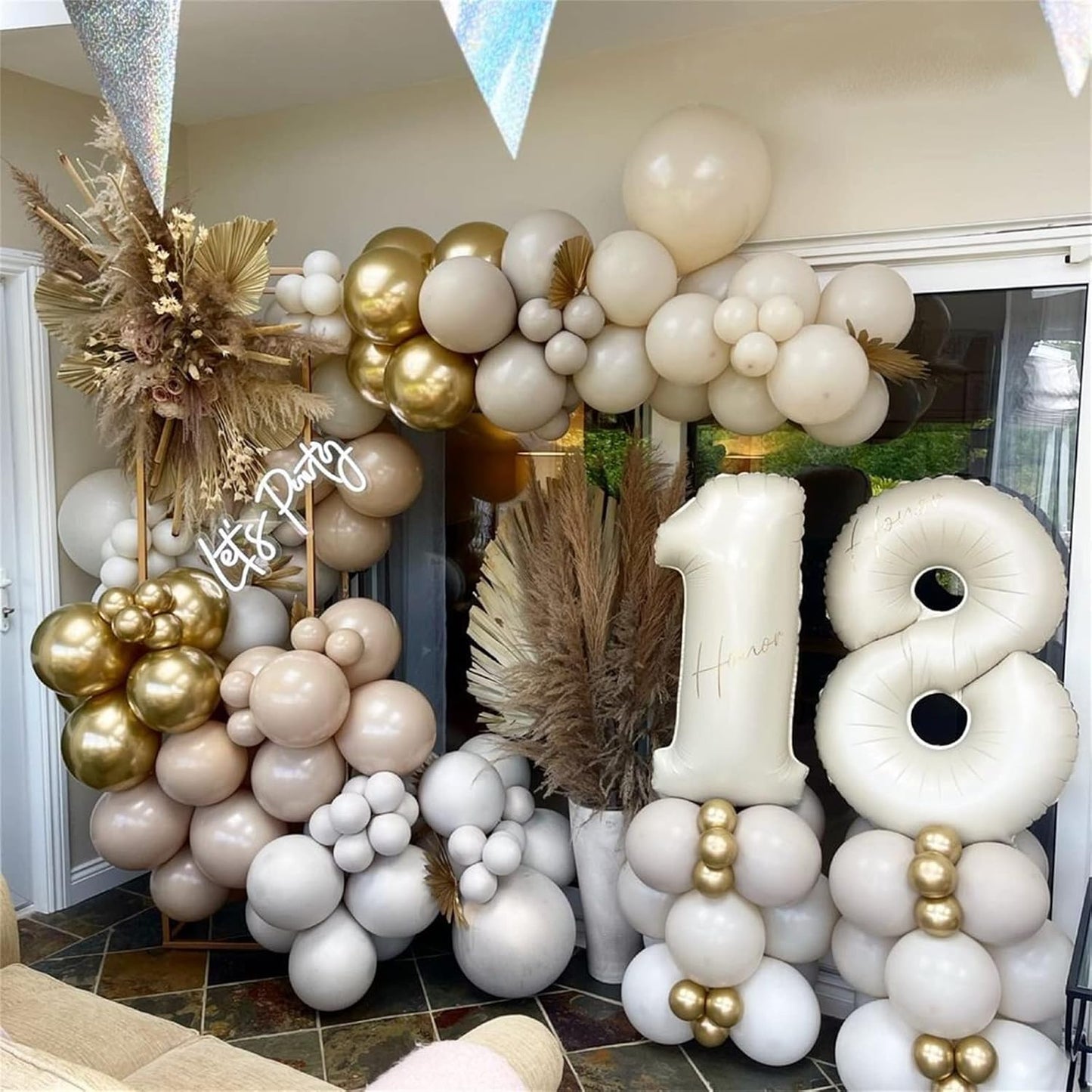 Skiennix 40-Inch Beige Number 10 Balloons - Helium Foil for 10th Birthday Celebrations | Ivory White & Cream