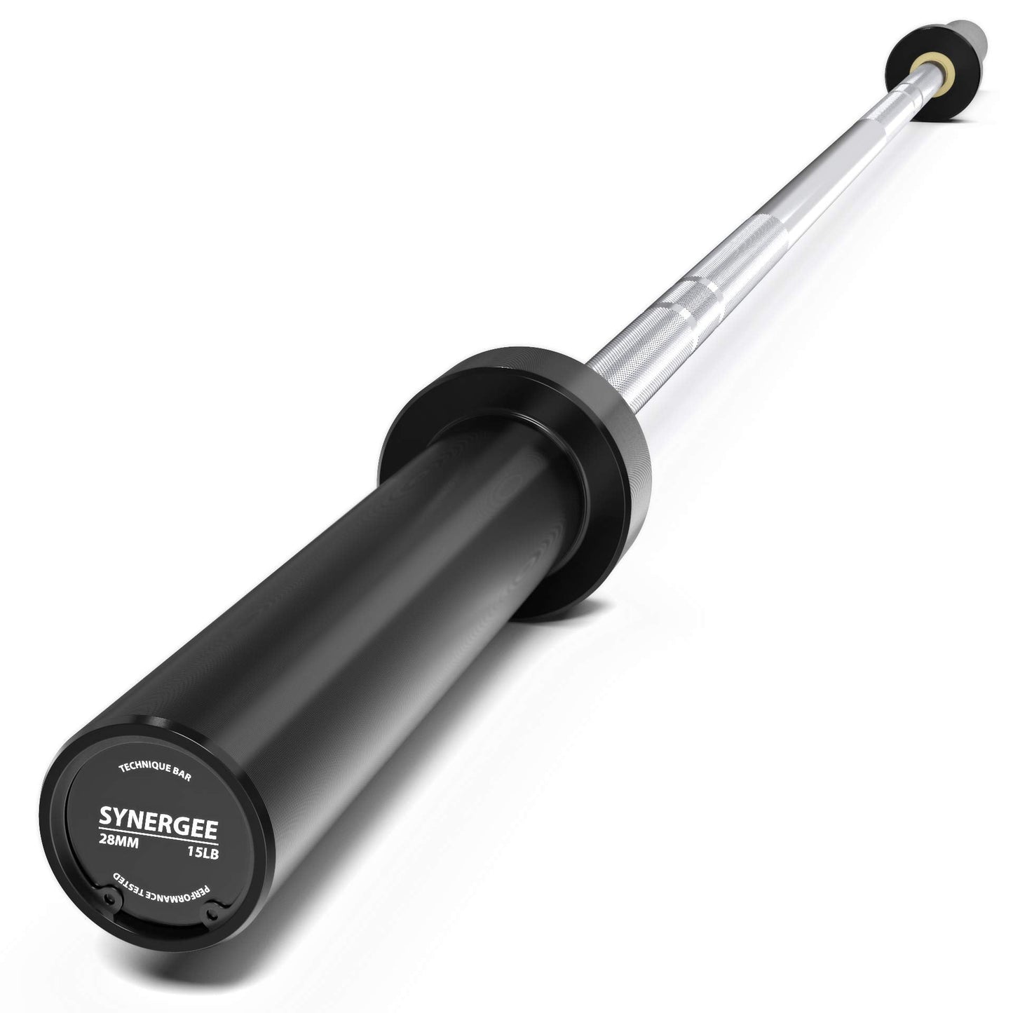 Synergee 15lb Technique Barbell Silver Aluminum Bar for Form & Technique Training for Power & Olympic Lifting.