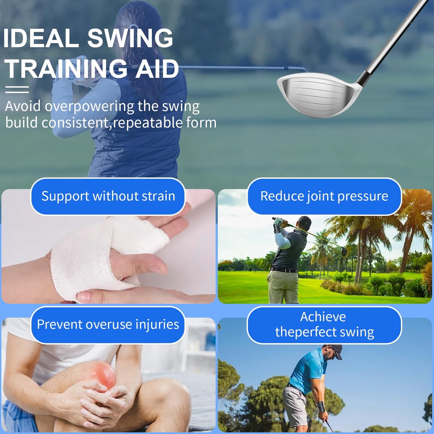 KINGTAIXIN Golf Wrist Training Aid, 2 Pack Golf Swing Band and Golf Wrist Correction Trainer, Golf Grip Trainer for Beginners Arm Posture Correcting