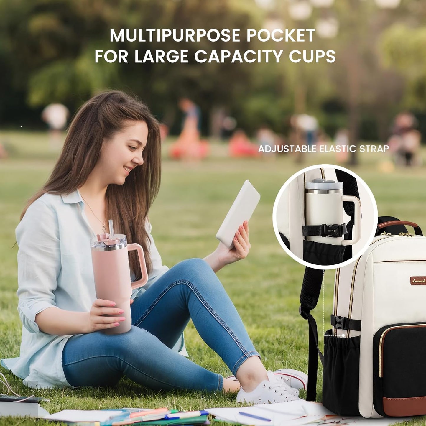 Backpack Cup,15.6 Inch Backpack Backpack LOVEVOOK Laptop for Women with Pouch Pocket for Large Capacity Laptop Computer
