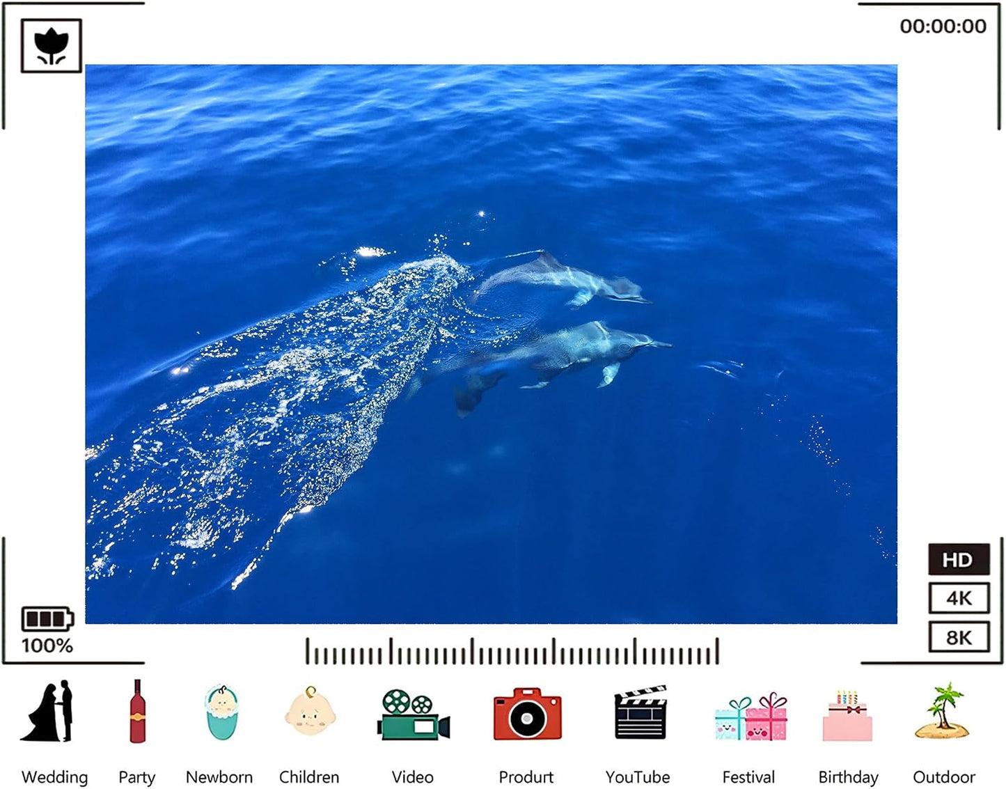 TryKid 10x6.5ft Deep Ocean Dolphin Blue Wave Backdrop Sparkling Water Marine Life Scene Photography Background Wildlife