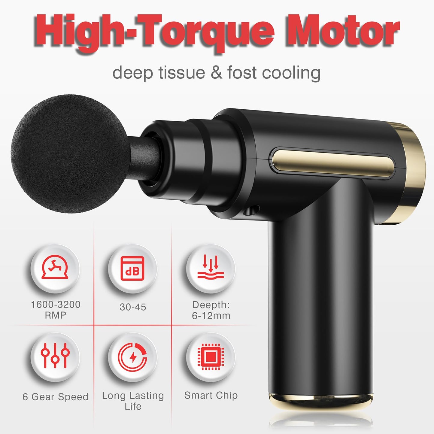 cotsoco Massage Gun Deep Tissue for Pain Relief with 4 Massage Heads & 6 Speeds, Electric Mini Handheld Body Massager for Any Pain Relief, Best Gifts for Dad and Mom
