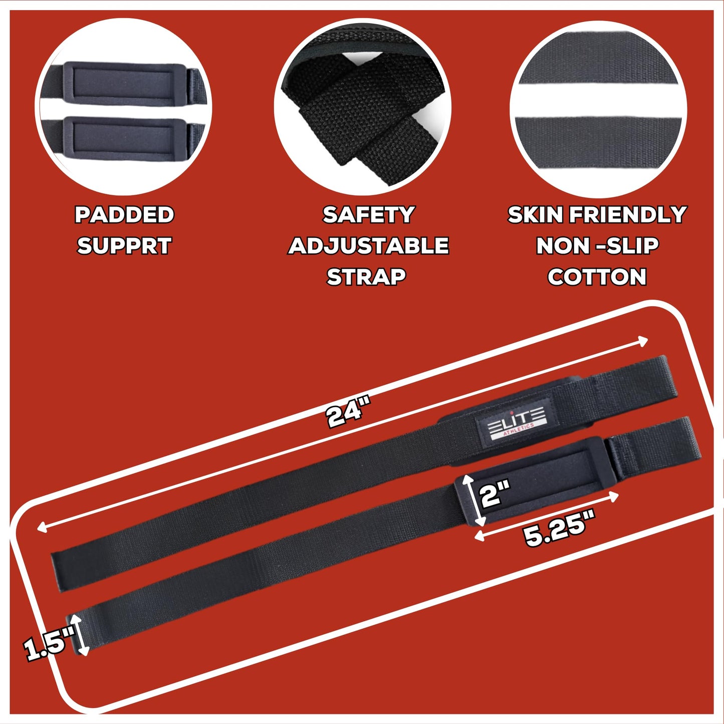 Elite Athletics - Ankle Straps for Cable Machine & Wrist Lifting Straps Set for Weightlifting, Cable Kickbacks, Glute Workouts, Deadlifts & Strength Training – Adjustable 8MM Padded Neoprene Gym Straps for Men & Women