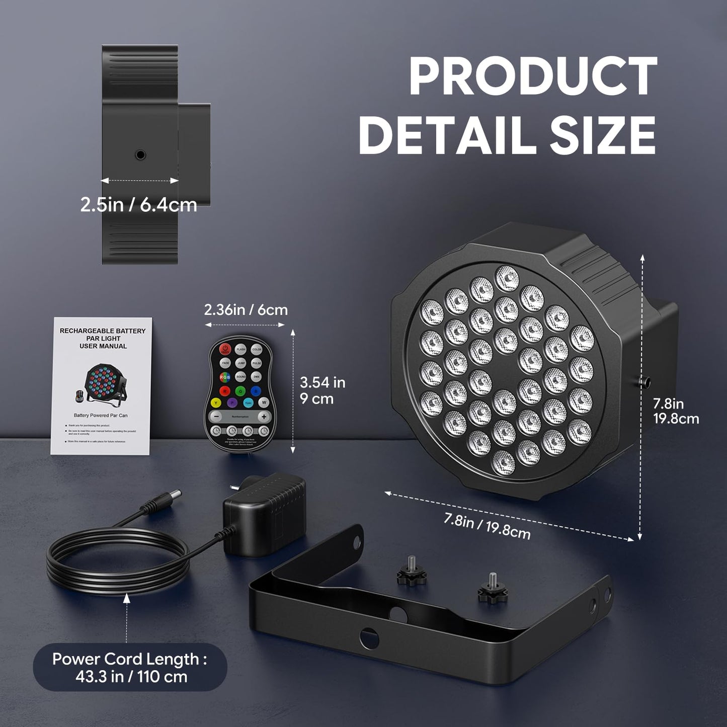 Rechargeable Stage Par Lights U`King RGB 36 LED Uplights Battery Powered with RGB 36W DJ Uplights Sound Activated Remote Control for Wedding DJ Disco Events Halloween Church Live Party- 8 Pack