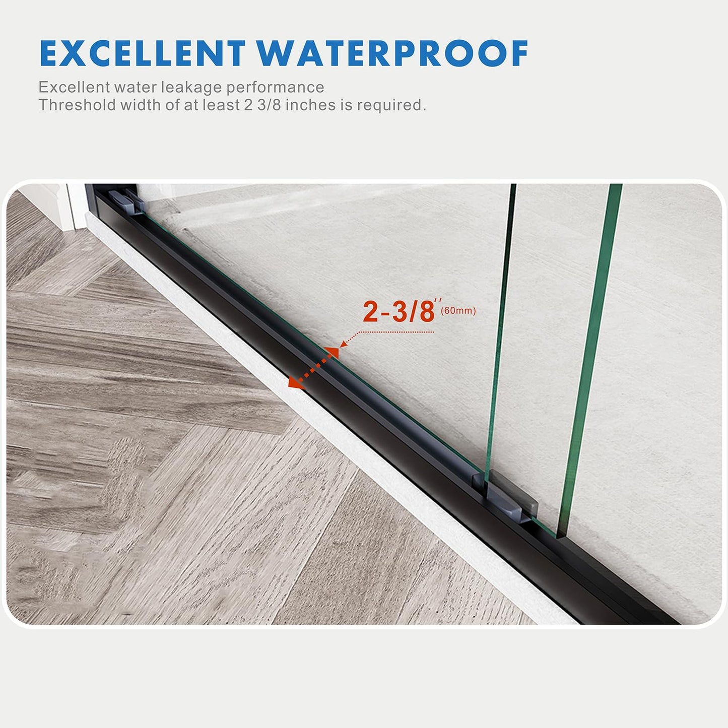 50''-54" W×72" H Black Shower Doors Glass Sliding 54 Inches,Semi Frameless Bathroom Sliding Glass Shower Door,Walk in Shower with 1/4" (6mm) Clear SGCC Tempered Glass