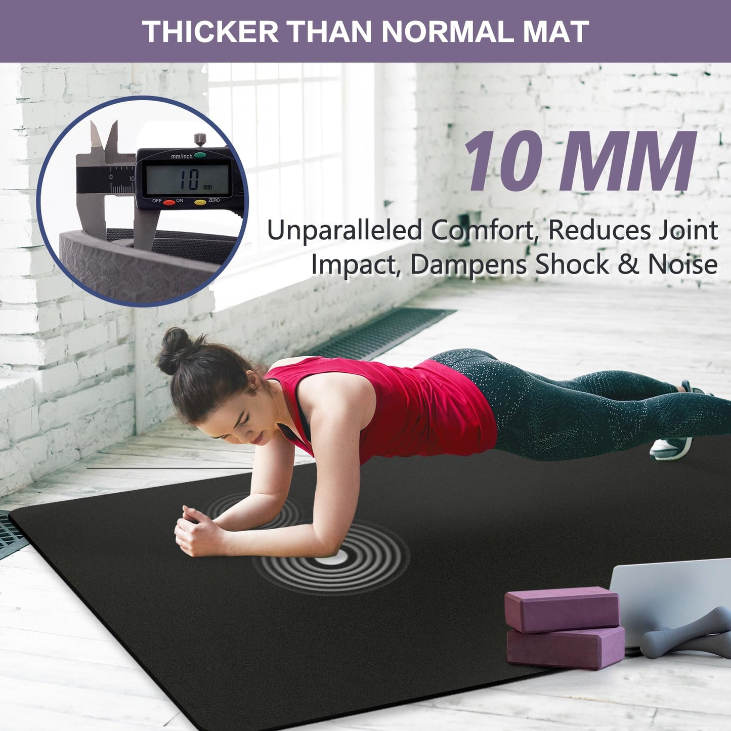 UMINEUX Large Yoga Mat for Men and Women - 6'x4'x10mm, Extra Thick Natural Rubber and TPE Fitness Mat for Home Gym Workout, Non-Slip, Eco Friendly Exercise Mat for Yoga, Pilates and Home Workout
