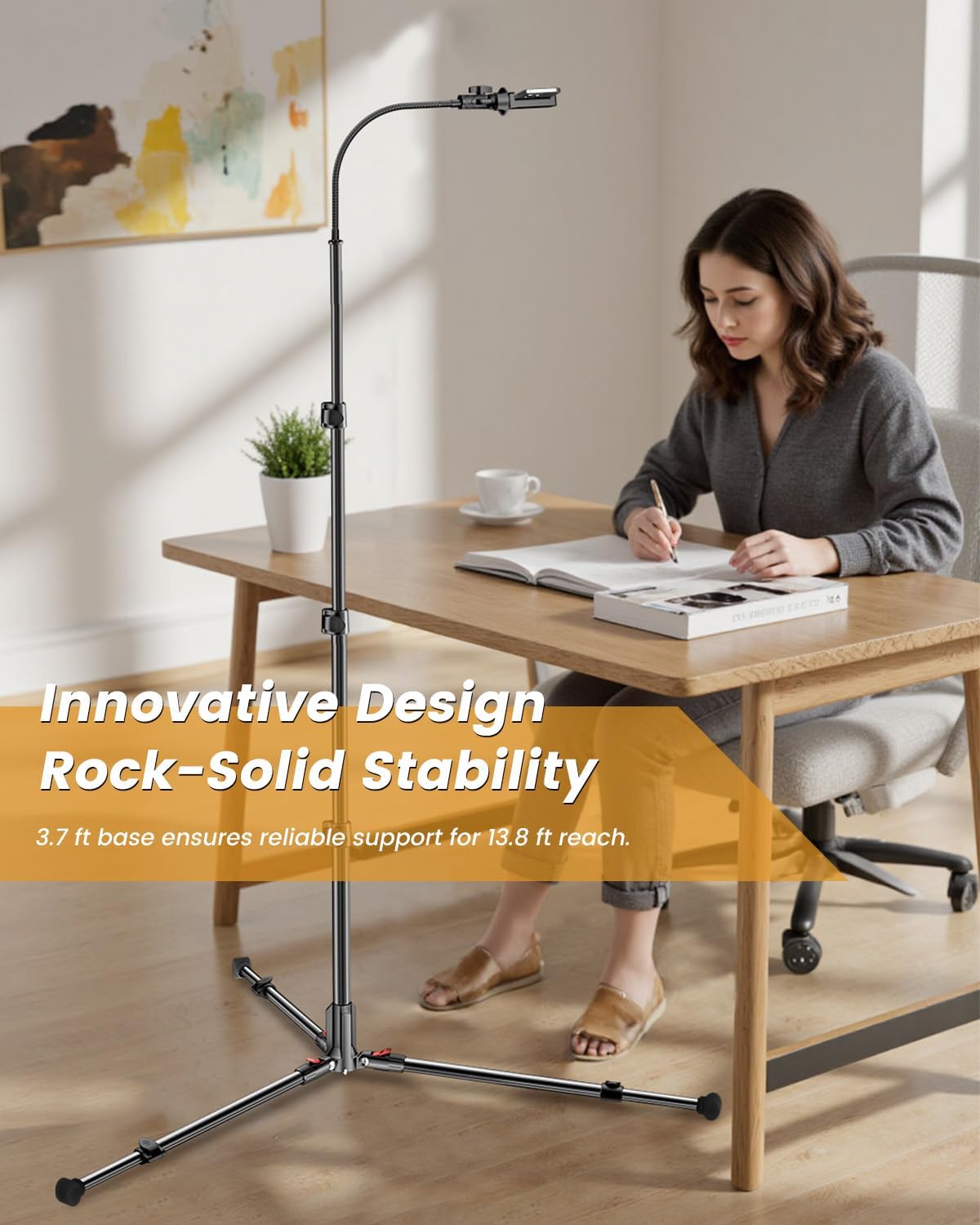 CAMBOFOTO 84" Phone Tripod, Tall Tripod Stand for Selfies with Flexible Gooseneck & Remote, Compatible with iPhone