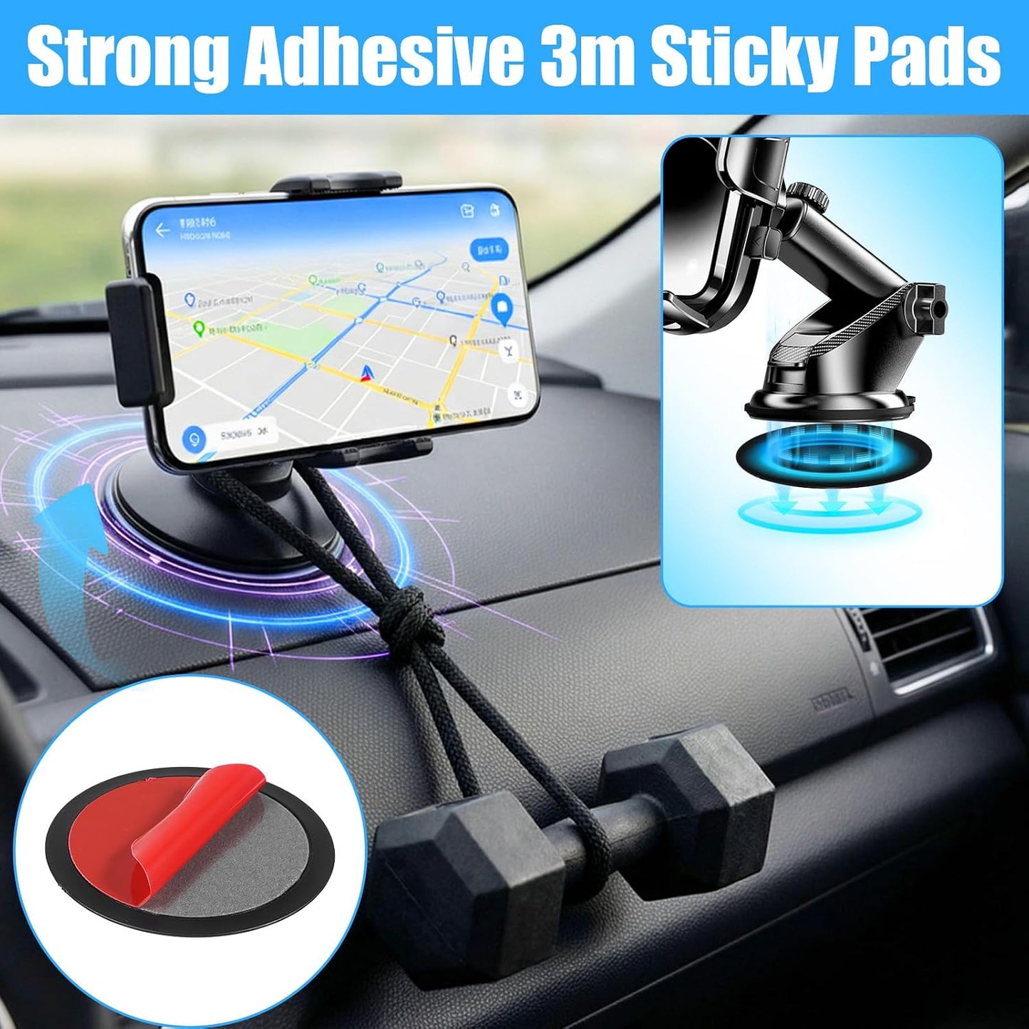 Apojgitn 3PCS 2.75 Car Dashboard Pad, Strong Adhesive Picky Pad for Phone, Sticky Suction Phone Mount for Car