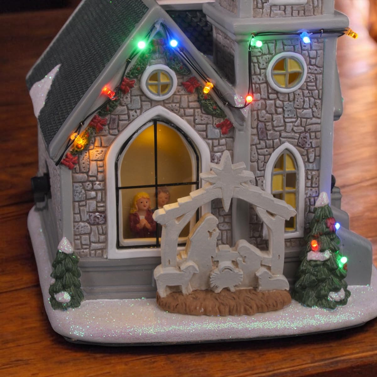 Skiennix Corner Cathedral Christmas Village - Porcelain Design with LED Lights