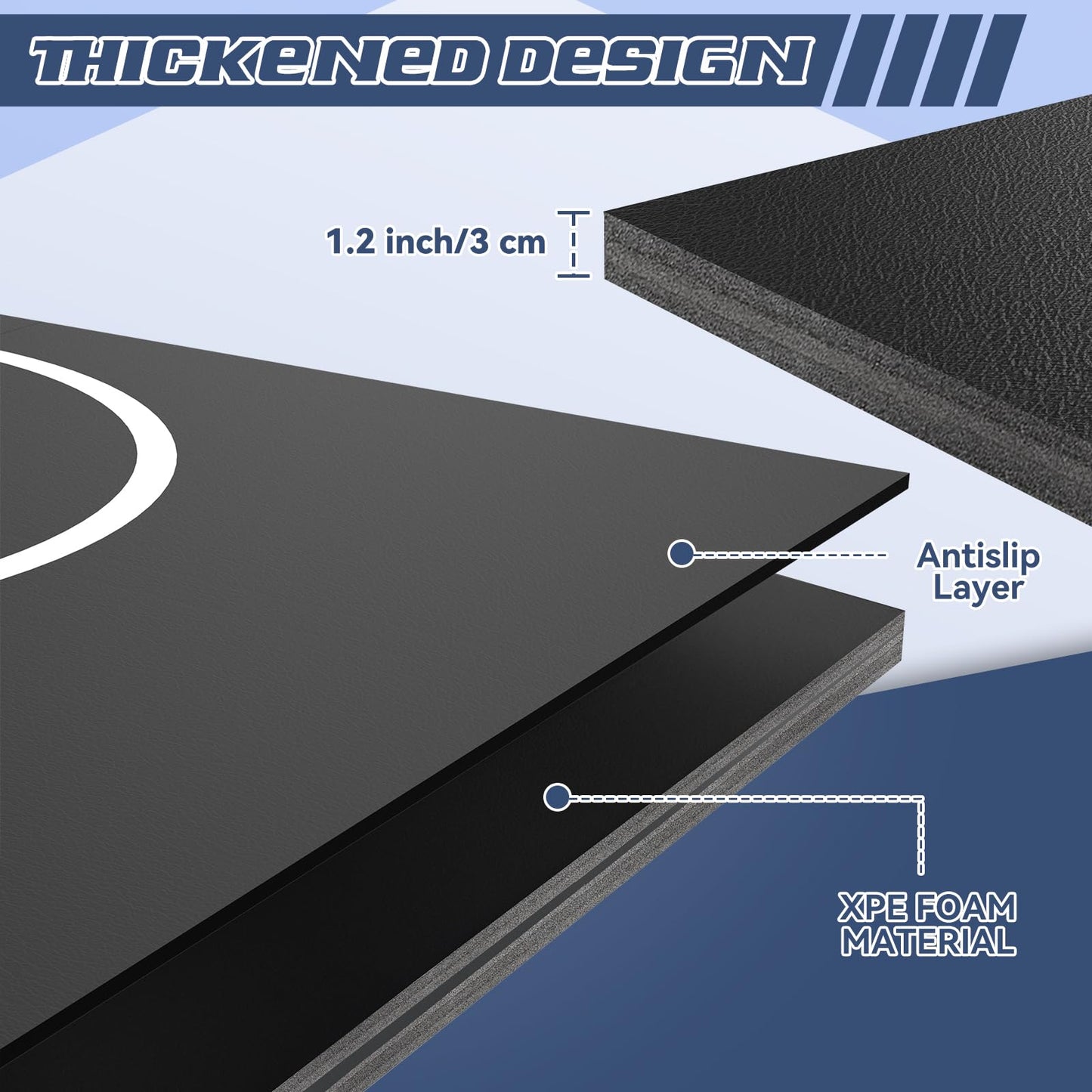 KIKILIVE Wrestling Mat Large 10x6.6FT for Home Workout, High-Density XPE Foam Training Mat for MMA Exercise Yoga, 1.2inch Thicken Folding Gym Mat for Tumbling Grappling Boxing Taekwondo Cheerleading, Black