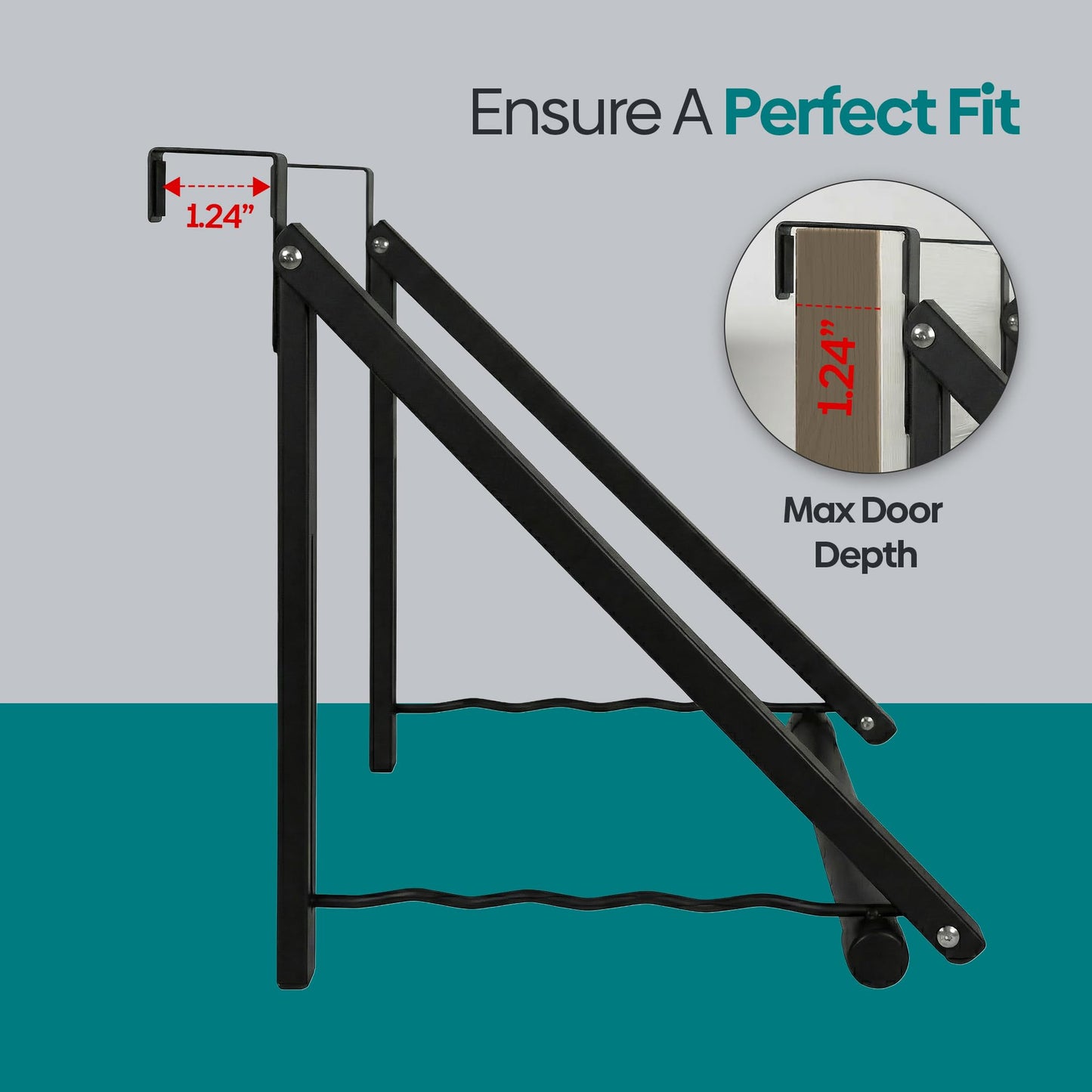 HOLDN’ STORAGE Over The Door Hanger - Foldable Rack Organizer for Hanging Clothes, Coats & Towels, Ideal for Dorm Rooms, Laundry, Bathrooms, Etc - Holds up to 35 LBs, Collapsible - Black