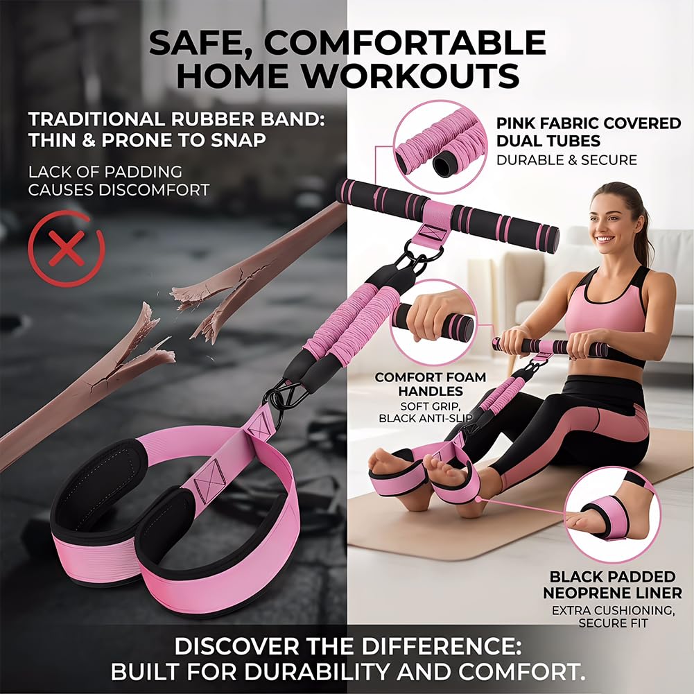 Upgrade Pedal Resistance Band with Handle, 2026 Multi-Functional Adjustable Resistance Band for Full-Body Workouts, Home Fitness Foot Pedal Resistance Band, Unisex Sit-up Training Equipment