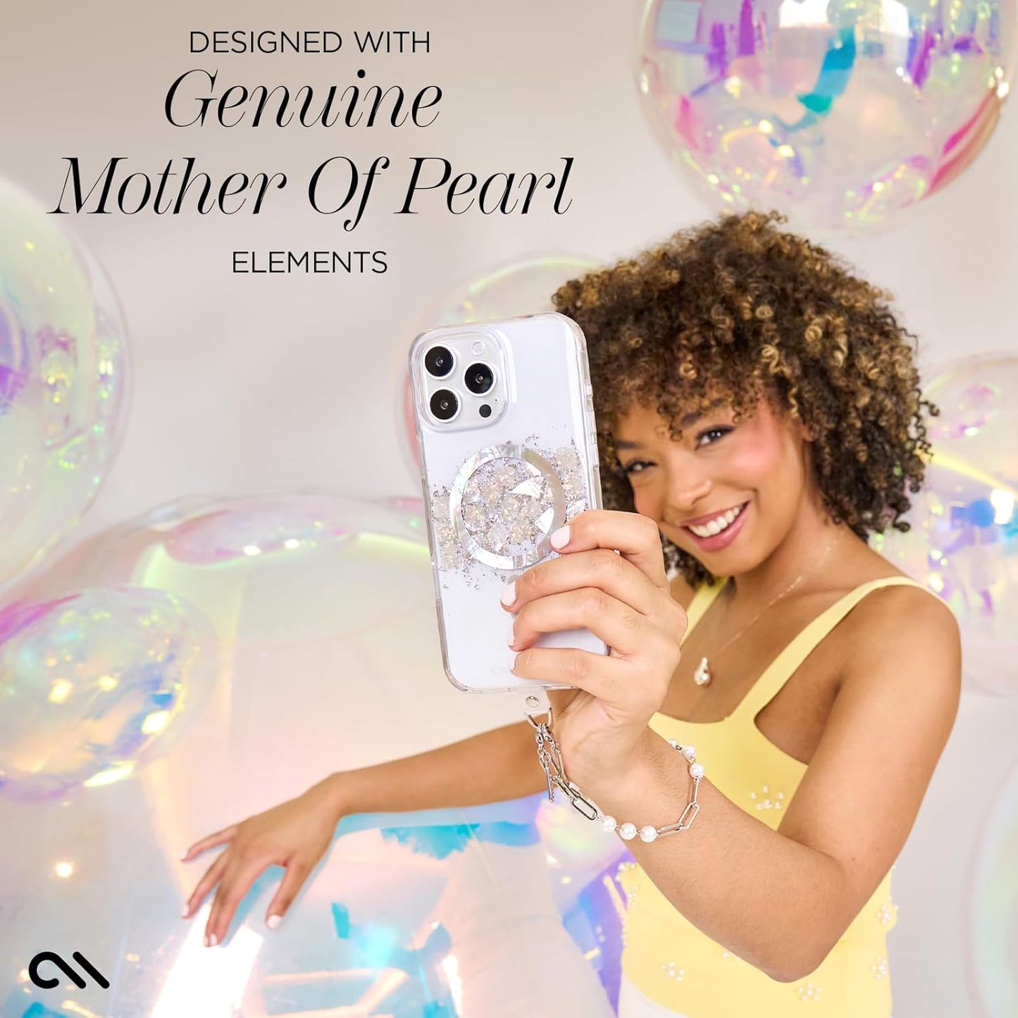 Case-Mate 16 12ft 16 iPhone Pro Max Case [Compatible with MagSafe] - Stylish Mother of Pearl Phone Case with Drop