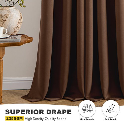 MIULEE Blackout Curtains - Thermal Insulated Room Darkening Drapes | 84-Inch Mocha Brown, 2 Panels