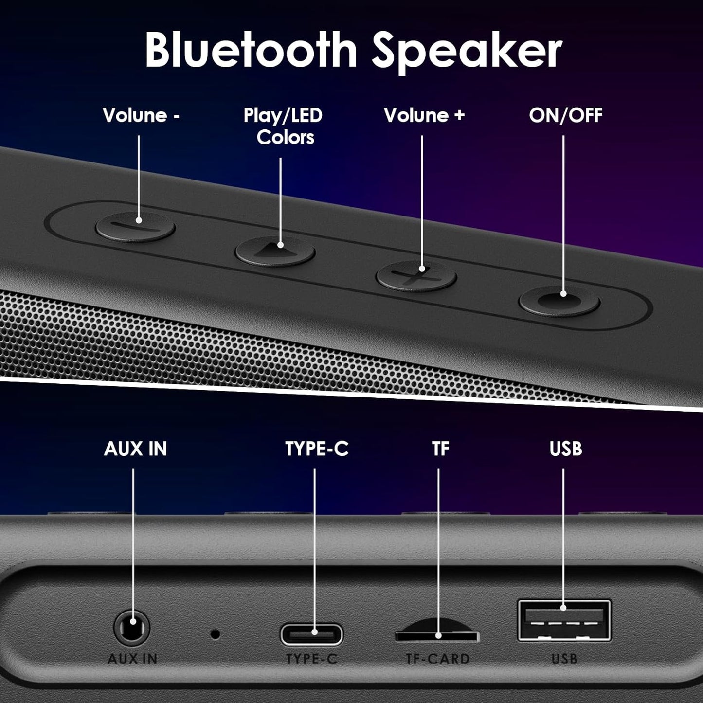 LEOTEC Computer Speakers with FM Radio,Stereo Sound,Portable Mini Sound Bar,Type-C Charging,AUX in,TF,USB for Computer