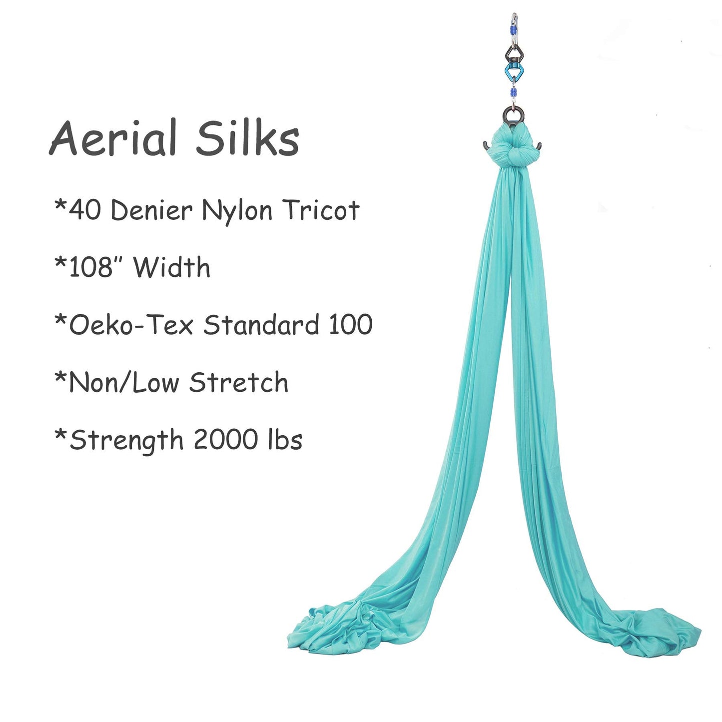 SKYPHAROS 11 Yards Aerial Silks Yoga Swing Set - Aerial Yoga Hammock Kit Anti-Gravity Flying for Fitness, Low/Non Stretch Nylon Tricot Fabric Hardware Included for Dance