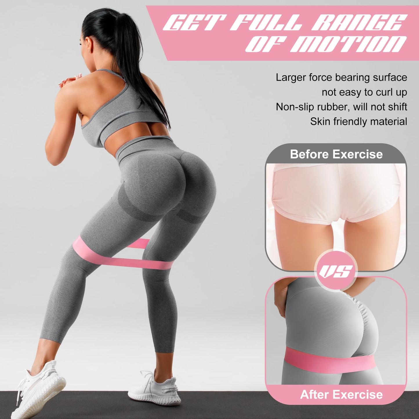 Hollowfly 30 Pcs Latex Resistance Bands Resistance Loop Exercise Band for Booty Workout Stretch Exercise Equipment Non Slip Elastic Band for Women Men Home Butt Hip Thigh Fitness Gym Yoga(Pink,Light)